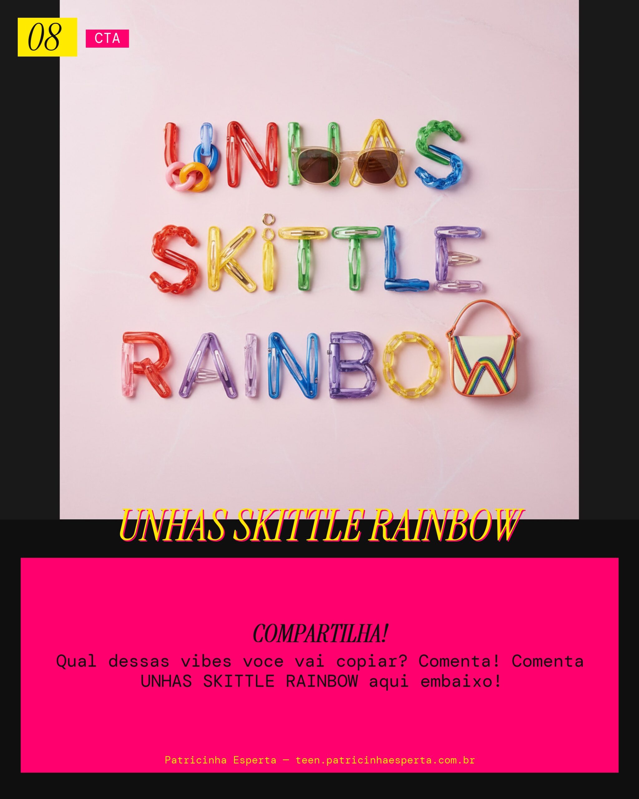 Unhas Skittle Rainbow
