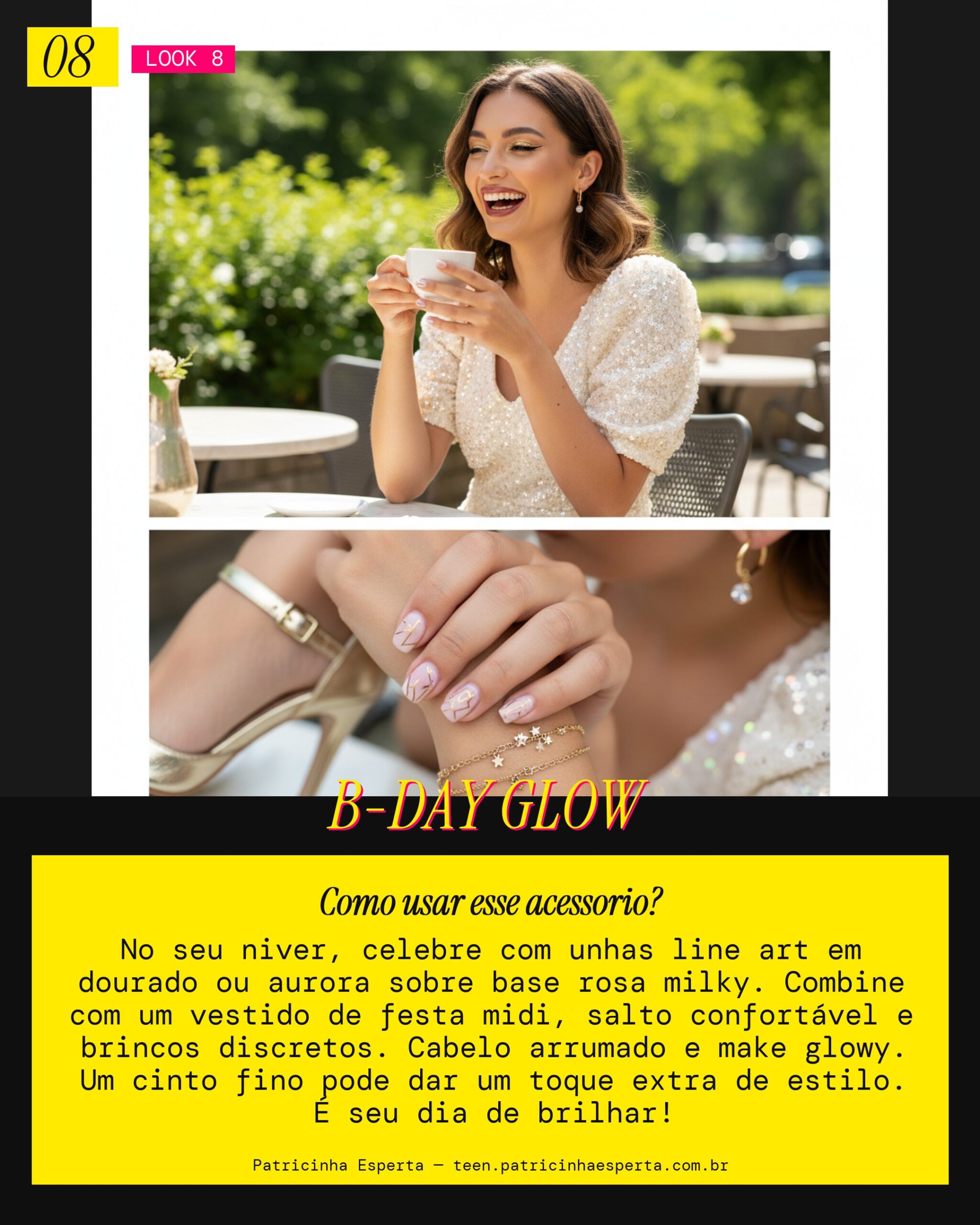 Look 8: Unhas Minimalistas Aniversário Fun & Chic