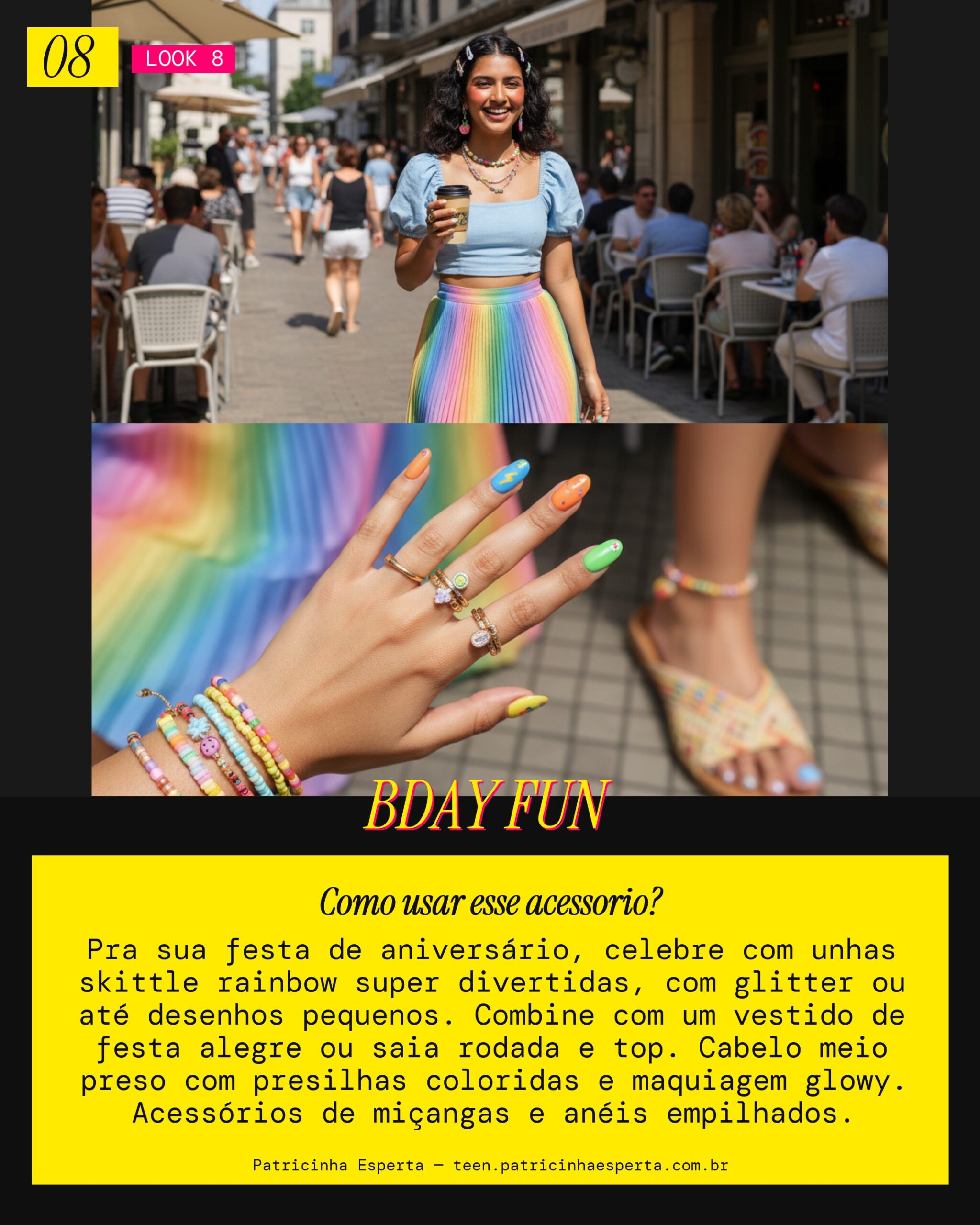 Unhas Skittle Rainbow: Celebração Colorida no Aniversário