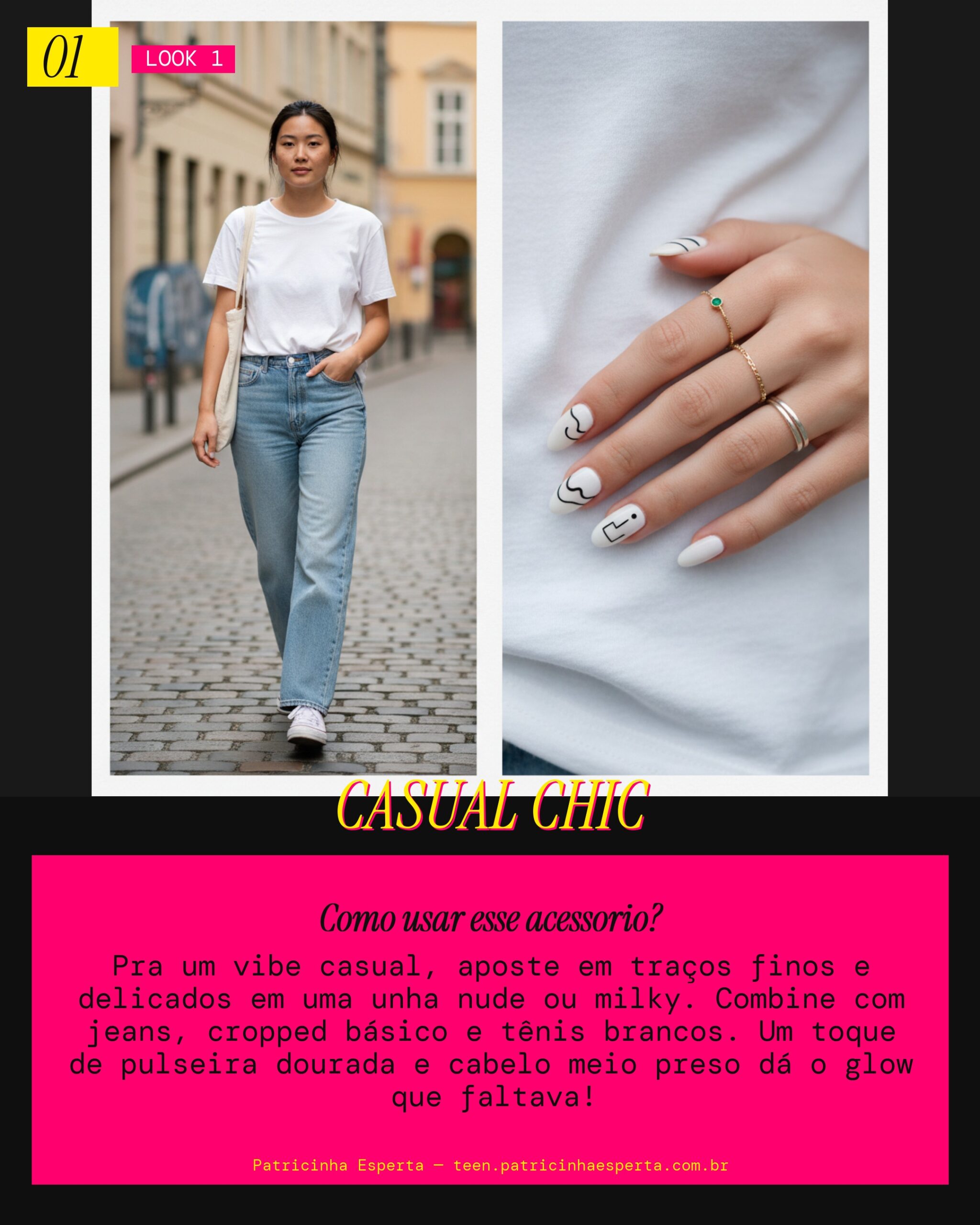 Look 1: Unhas Minimalistas Dia a Dia Cool