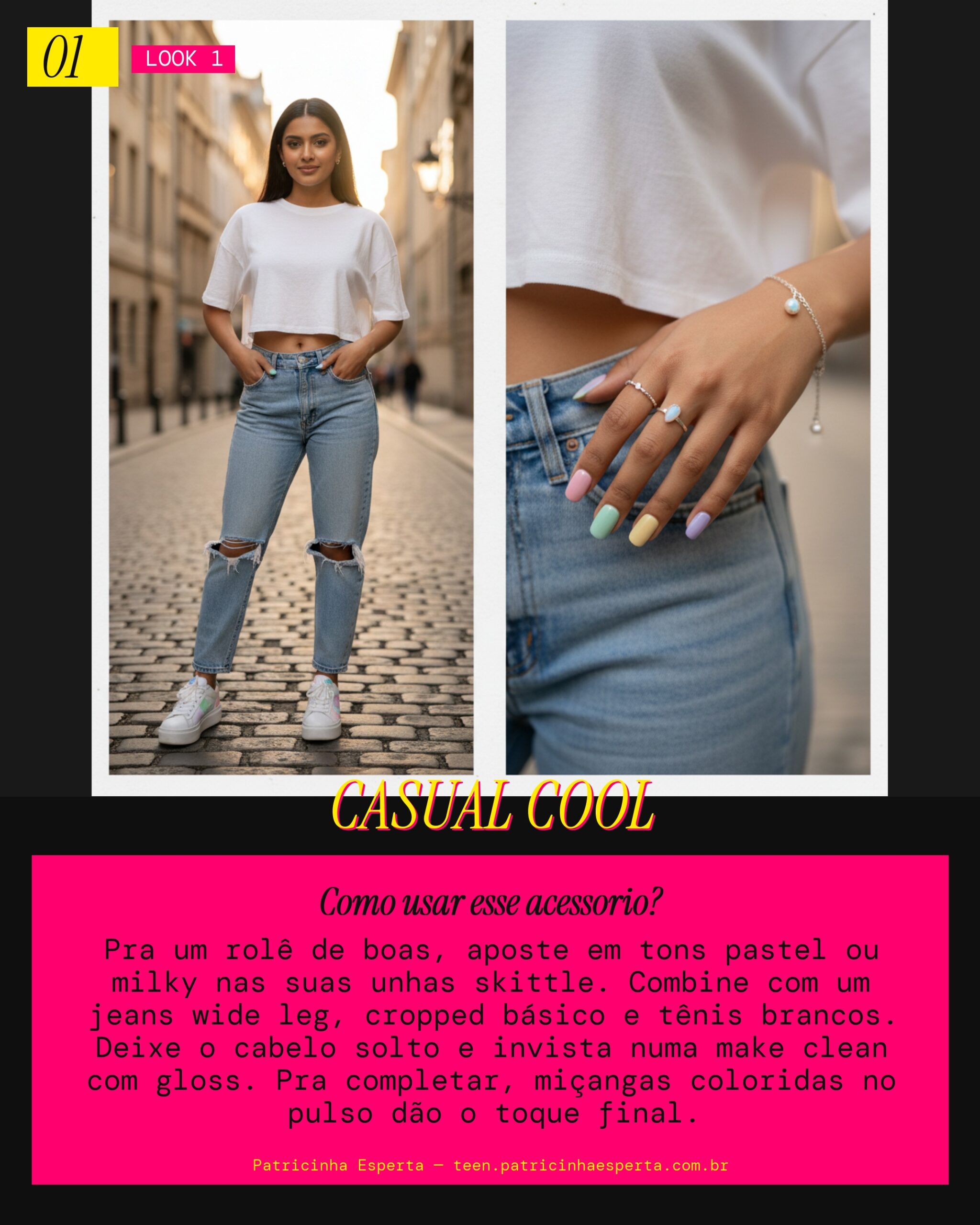Unhas Skittle Rainbow: Vibe Dia a Dia Despojado