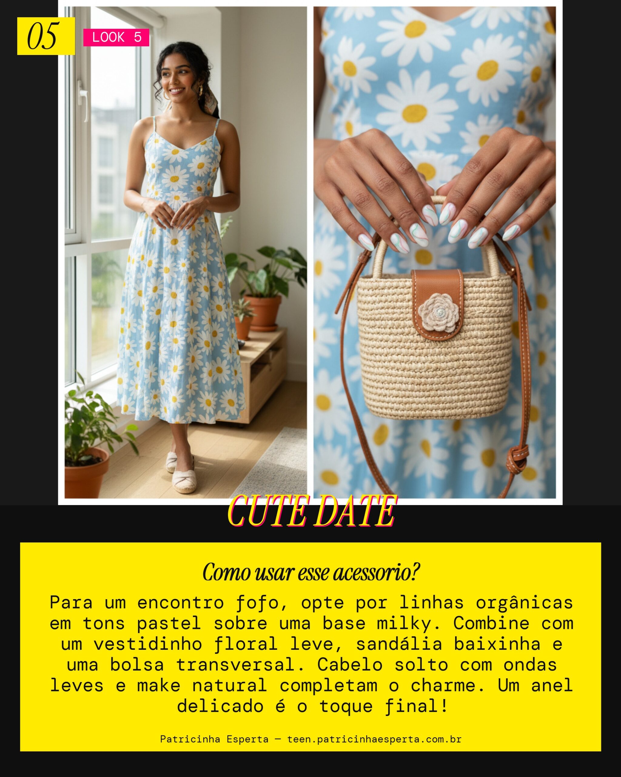 Look 5: Unhas Minimalistas Encontro Casual Fofo