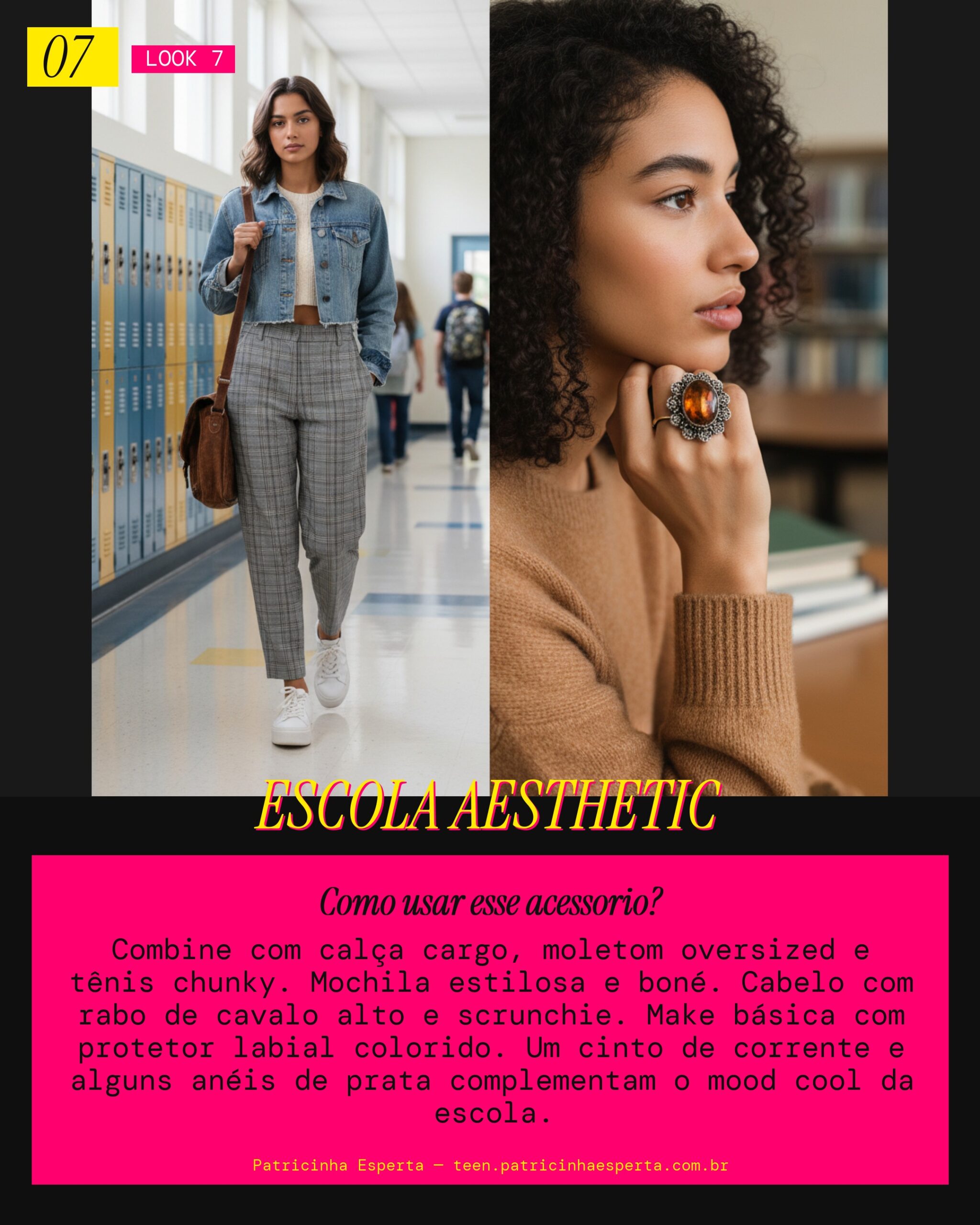 Look 7: Anel de Flor Vintage: School Style