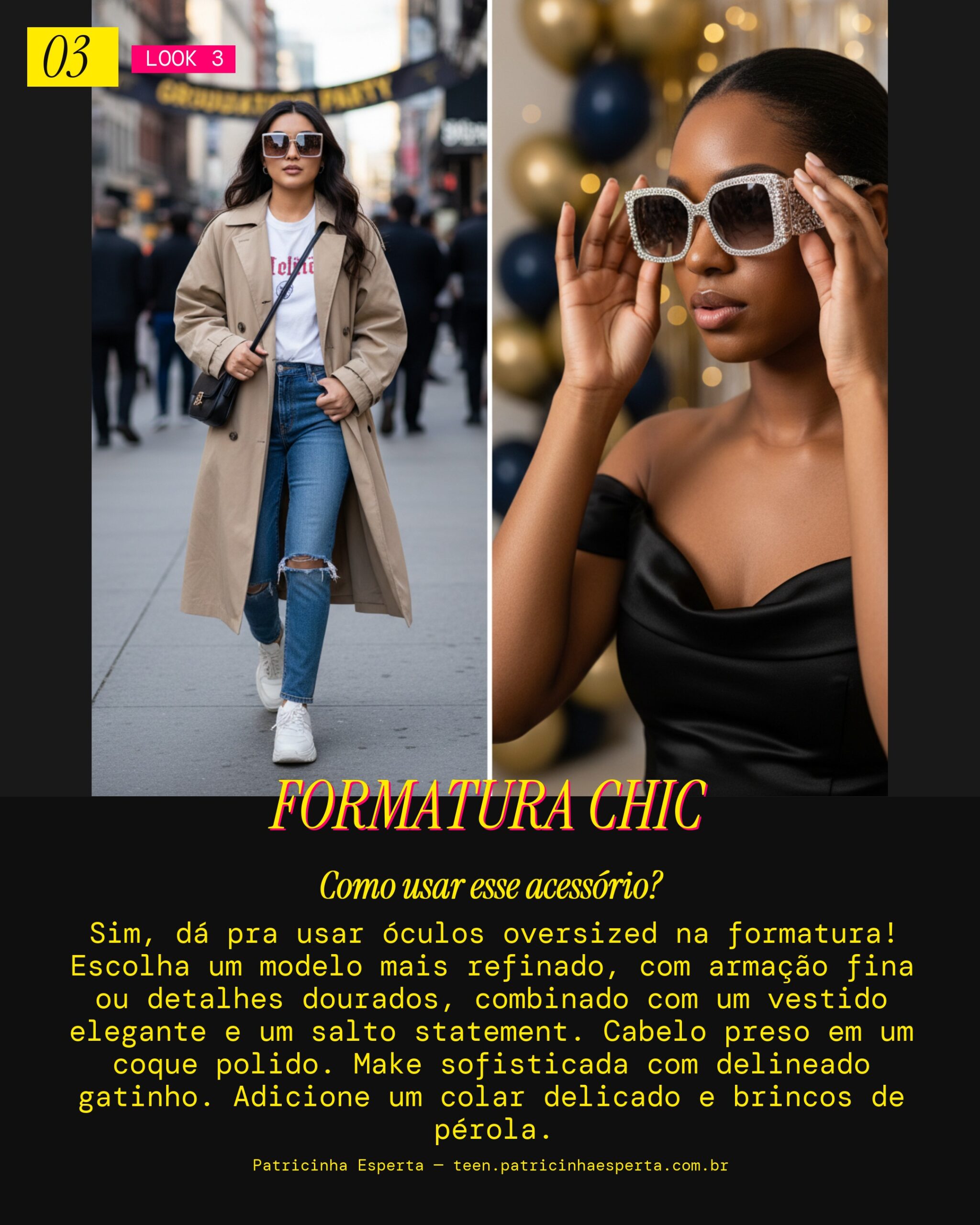 Óculos Oversized: Formatura Elegante com Ousadia