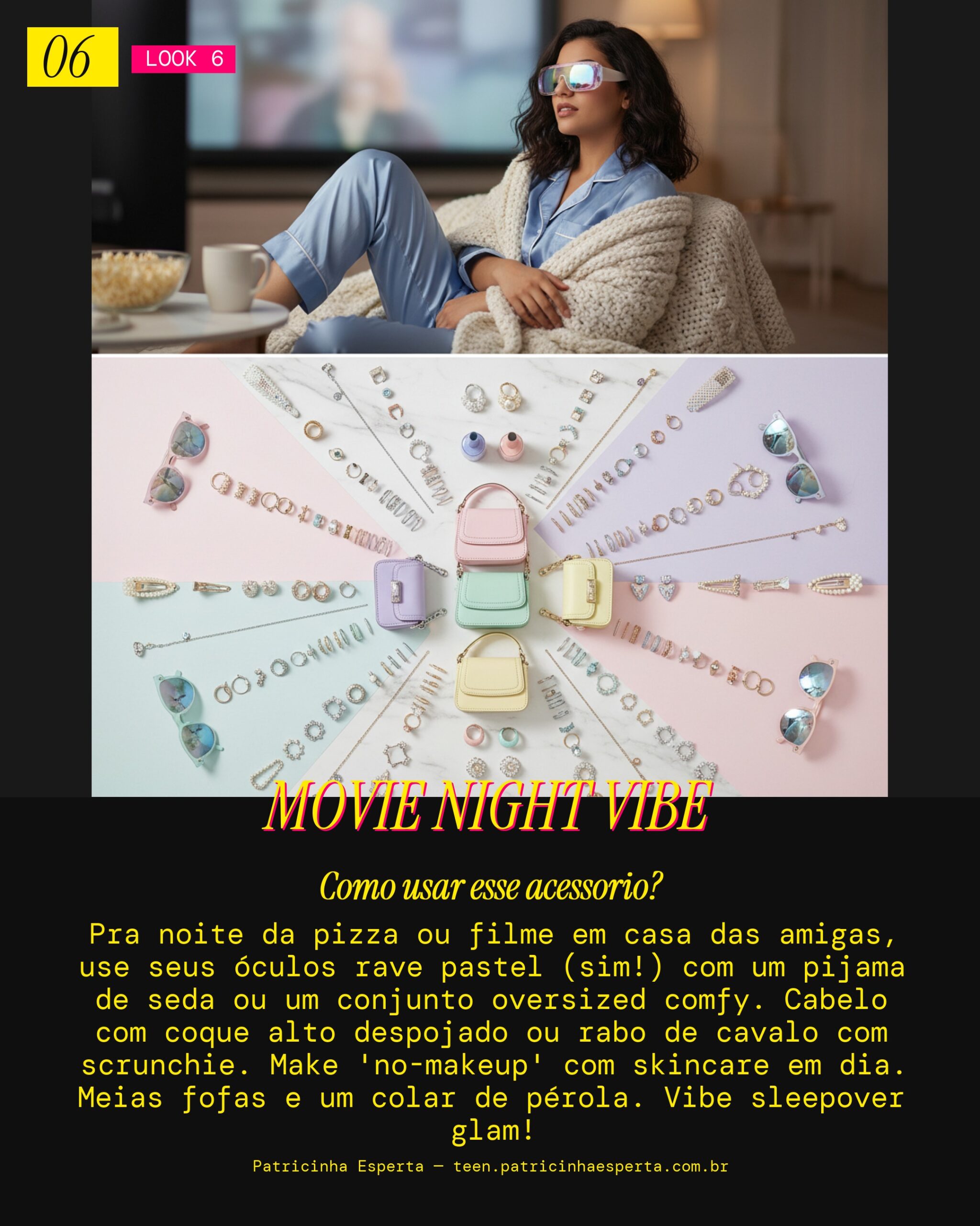 Noite da Pizza/Filme: Comfy & Cool com Óculos Rave Pastel