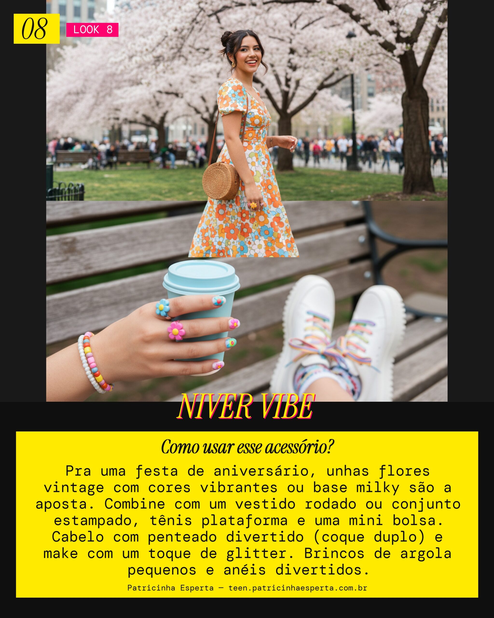 Unhas Flores Vintage: Aniversário Divertido