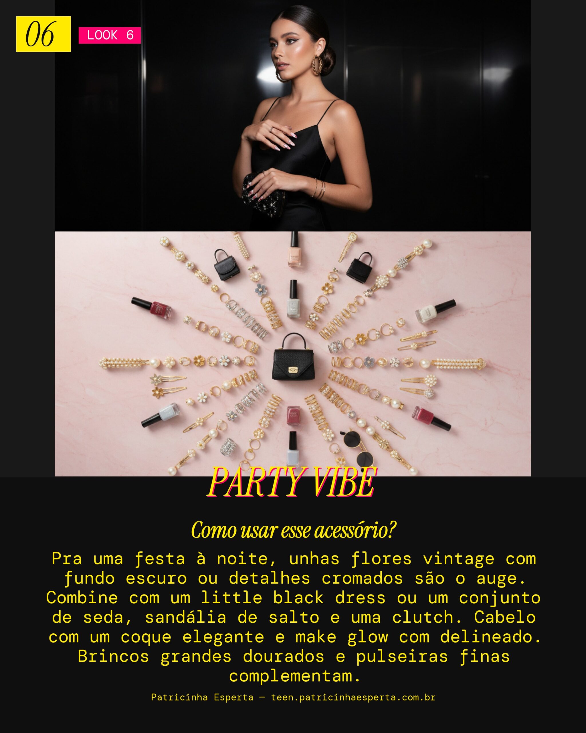Unhas Flores Vintage: Festa Noturna com Glam