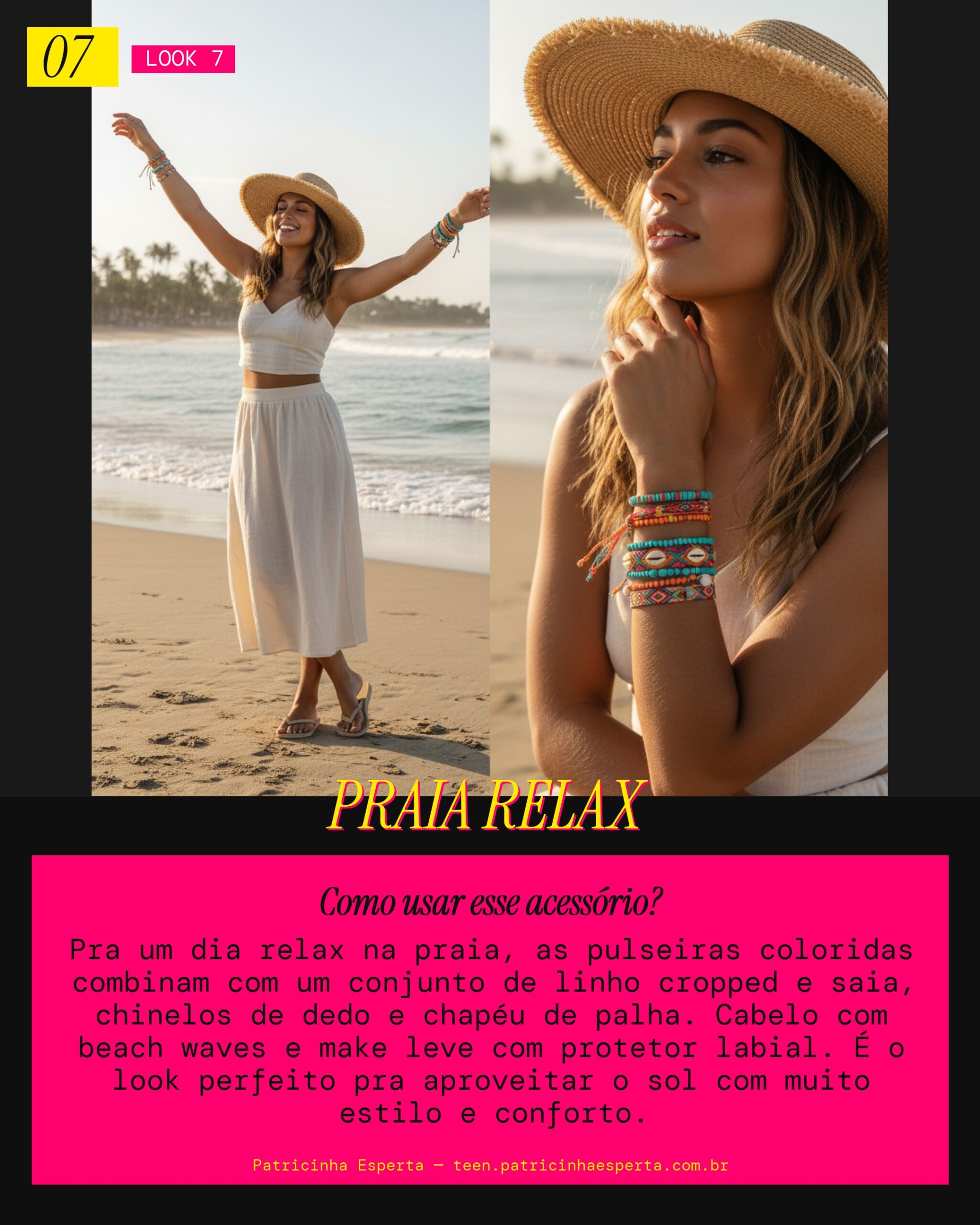 Look 7: Beach Day Casual com Pulseiras Coloridas