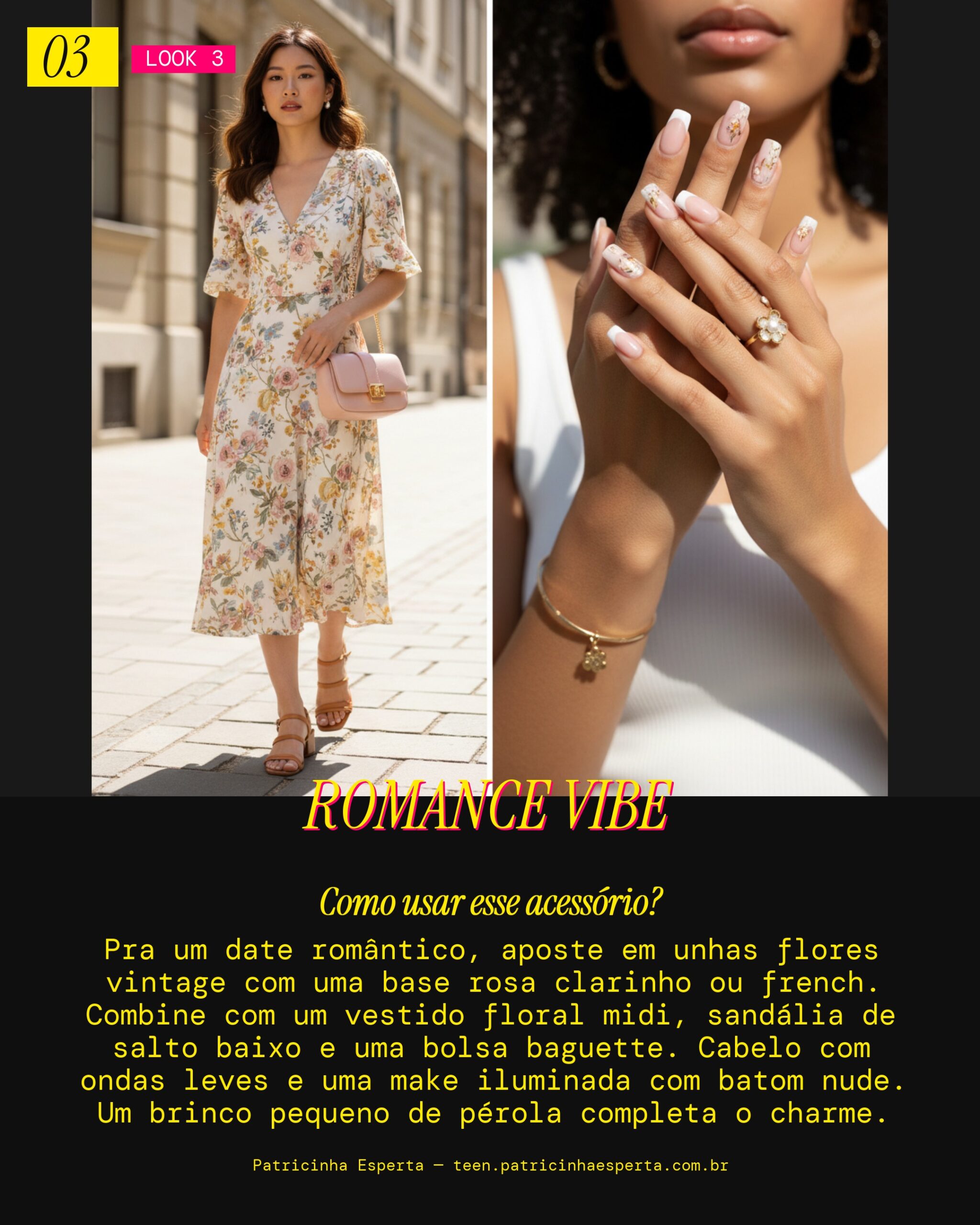 Unhas Flores Vintage: Date Romântico e Delicado