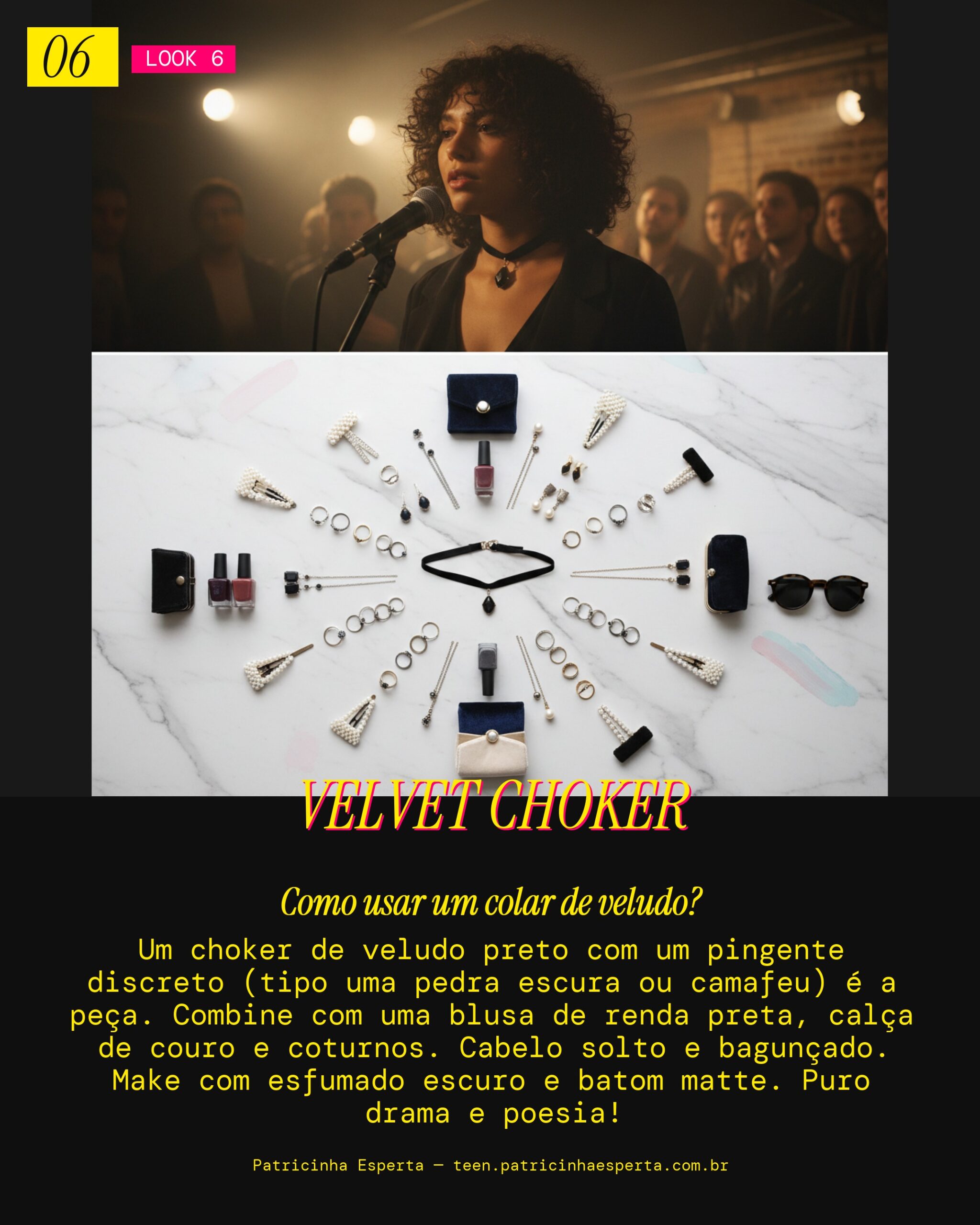 Look 6: Choker de Veludo: Vibe Poética e Dramática no Festival