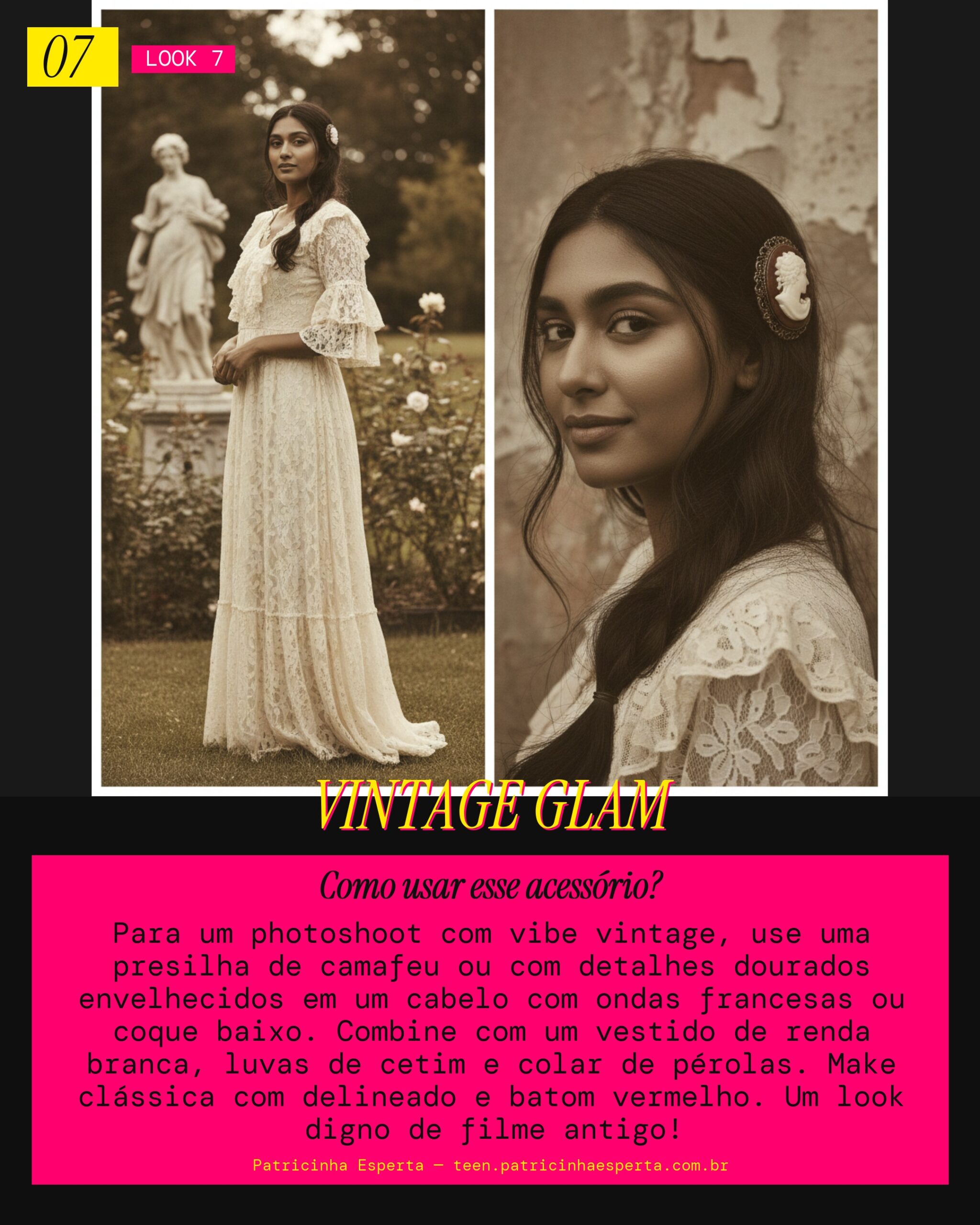 Look 7: Sessão de Fotos Vintage com Presilha de Camafeu