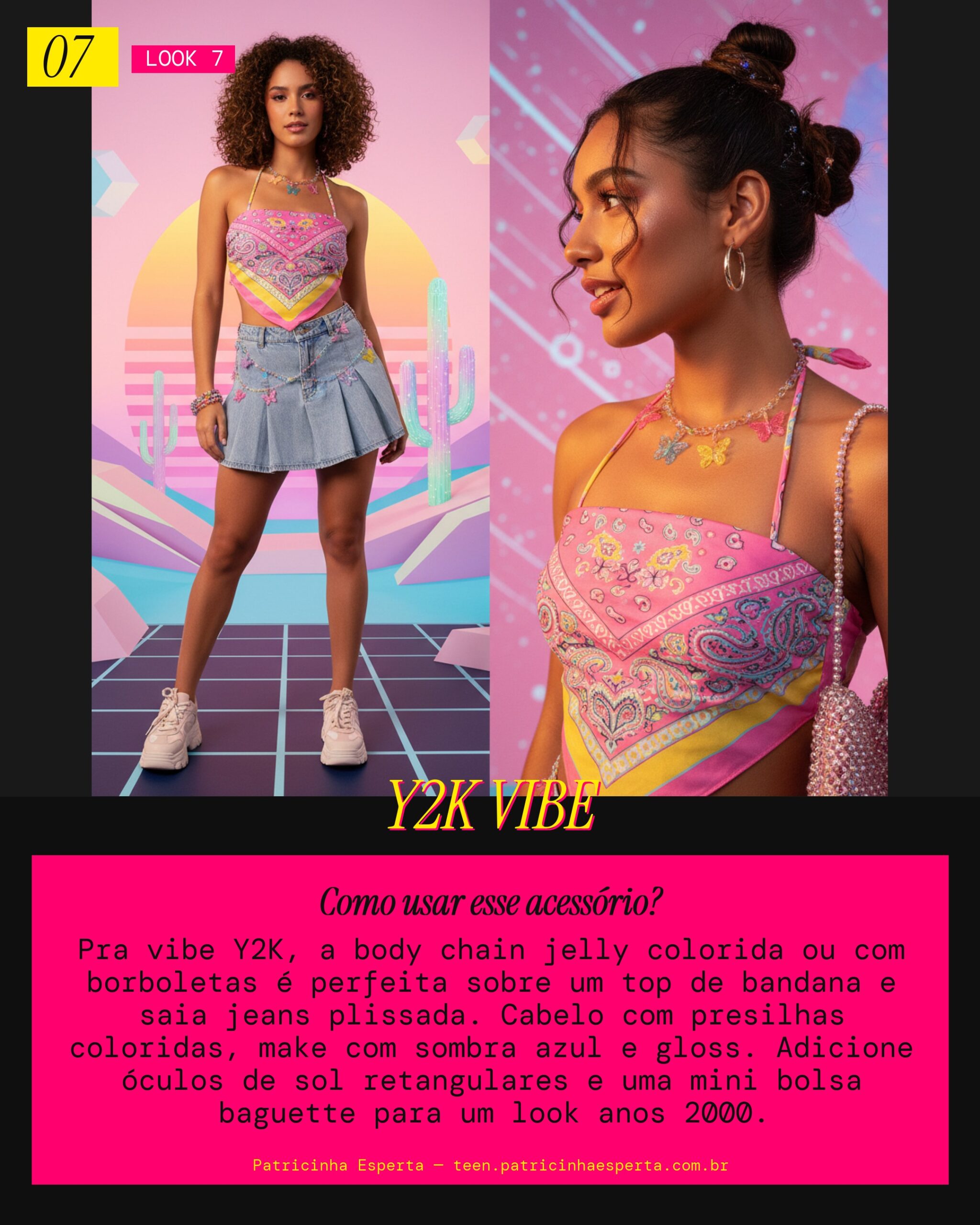 Look 7: Y2K Restart Nostalgia com Body Chain