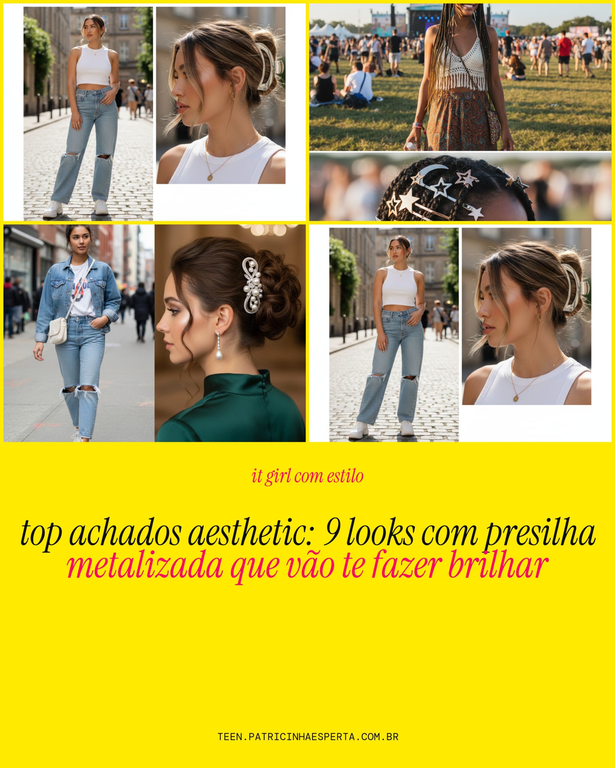 presilha cabelo metalizada