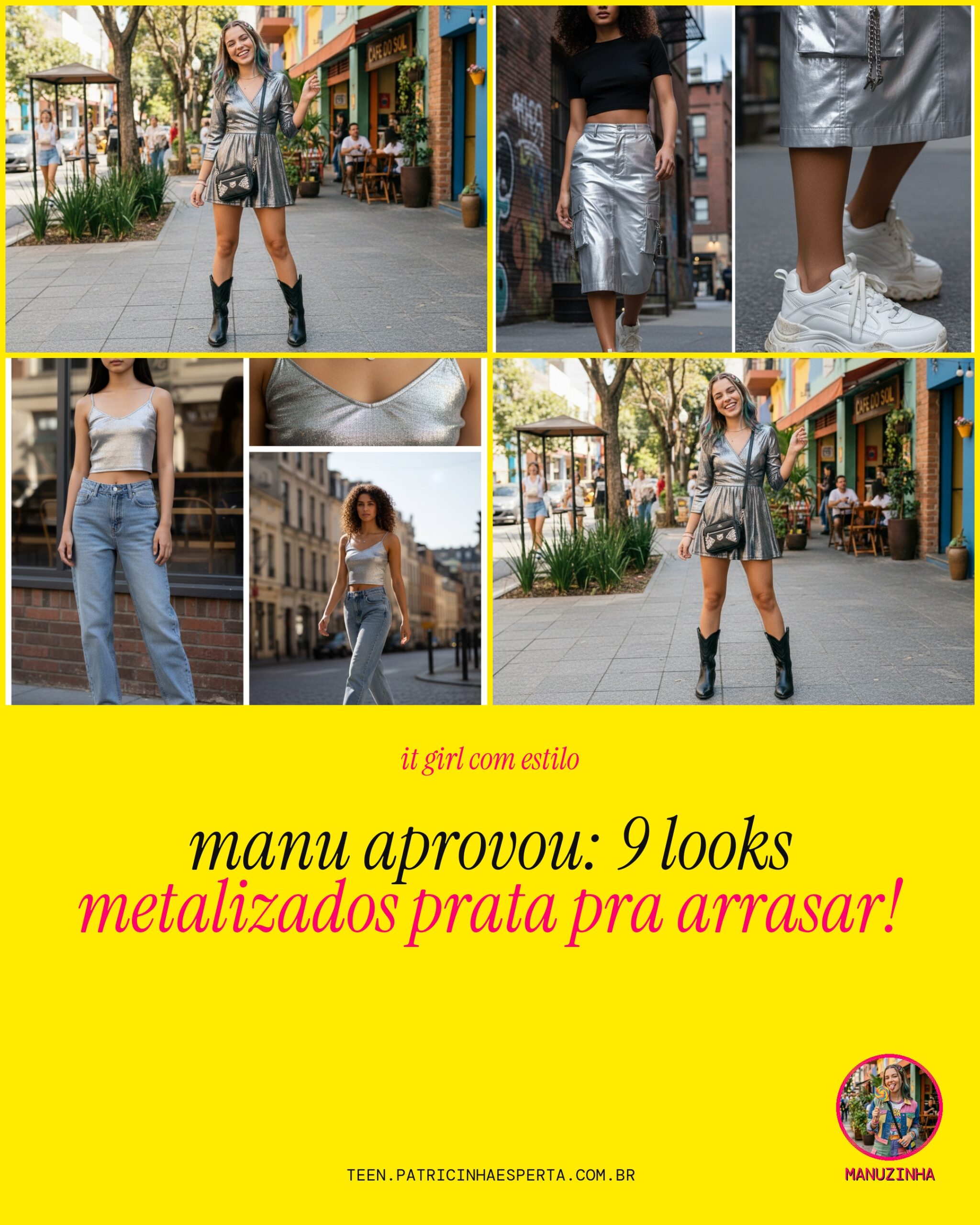 look metalizado prata festa