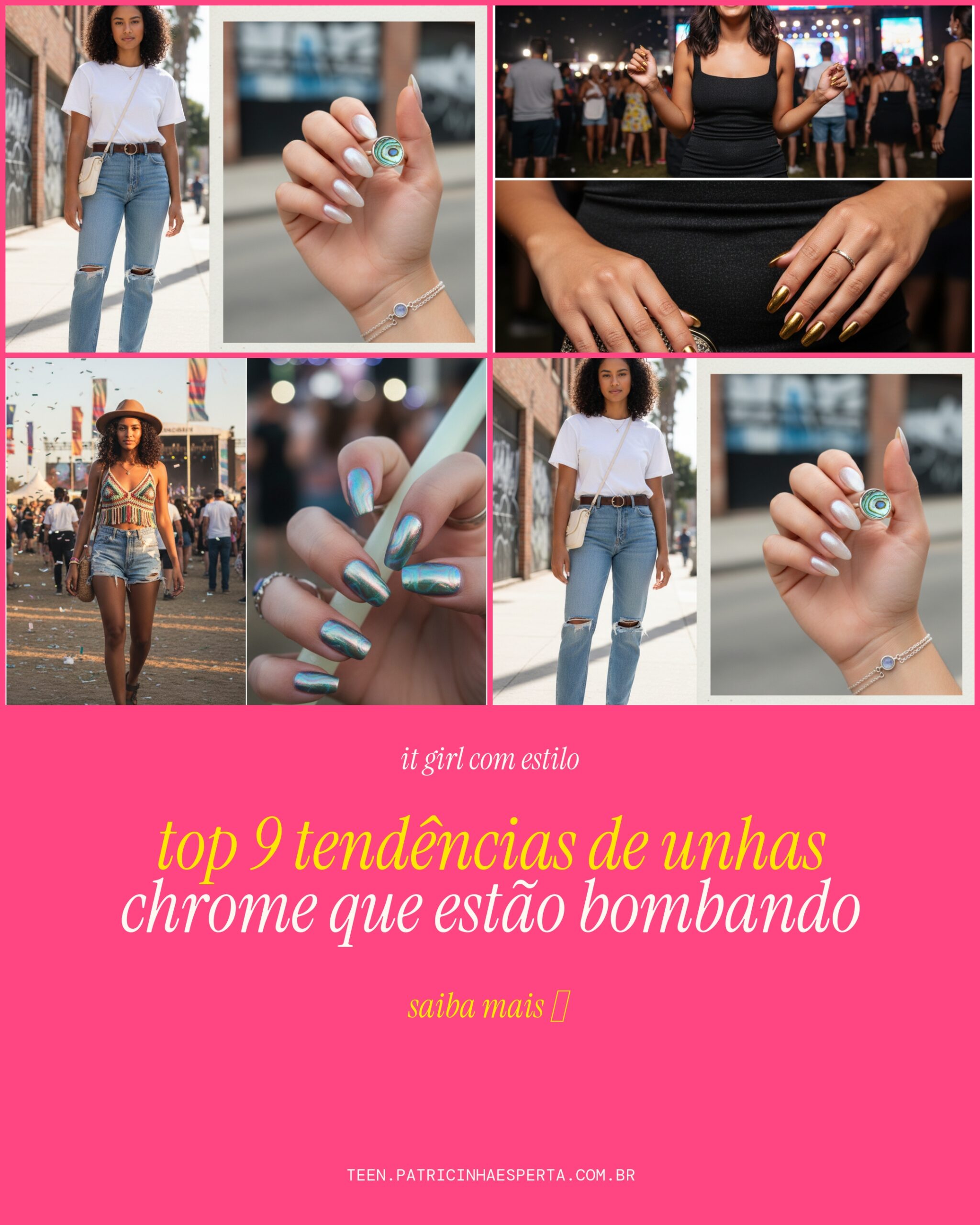 unhas chrome cromadas