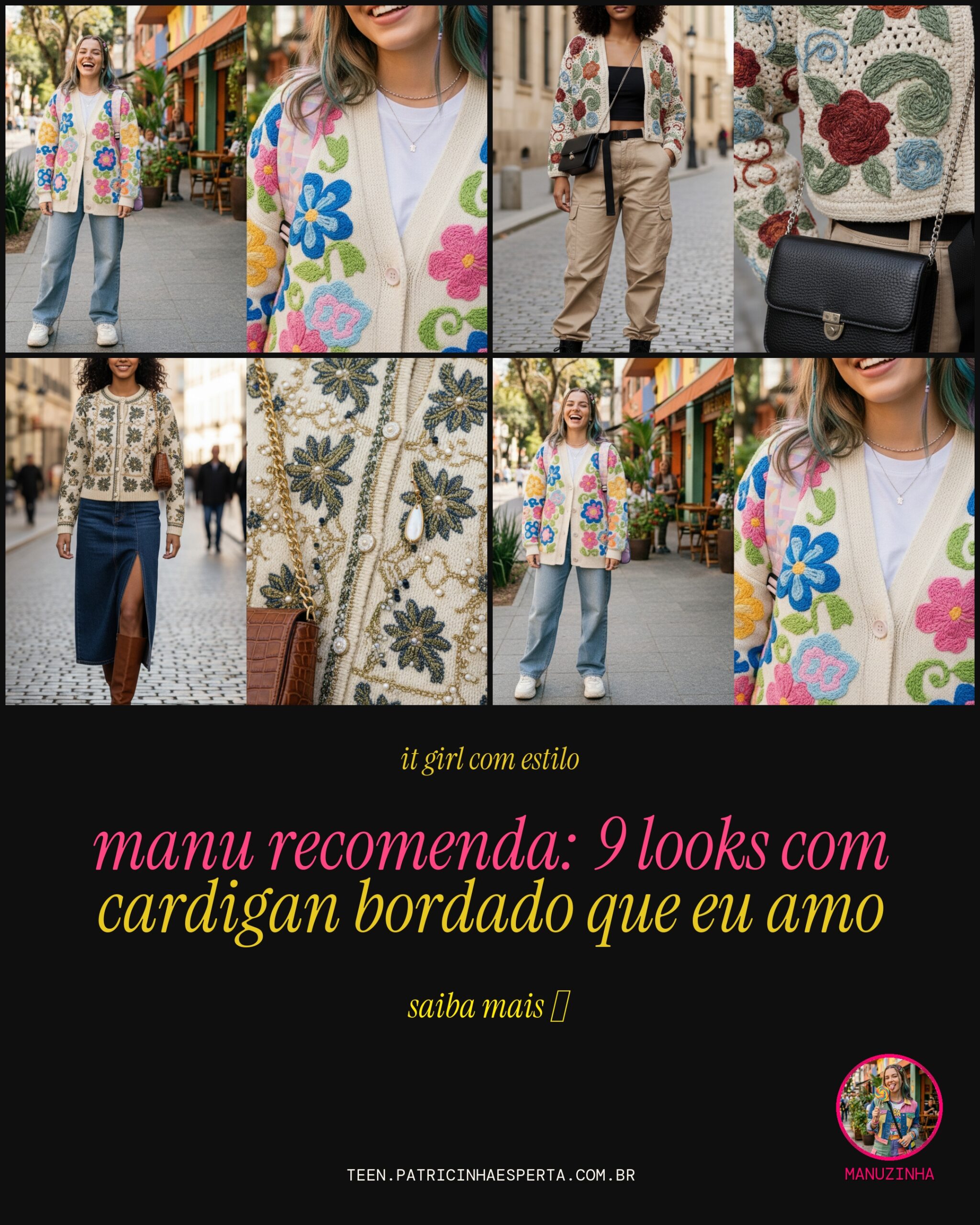 cardigan bordado com tudo