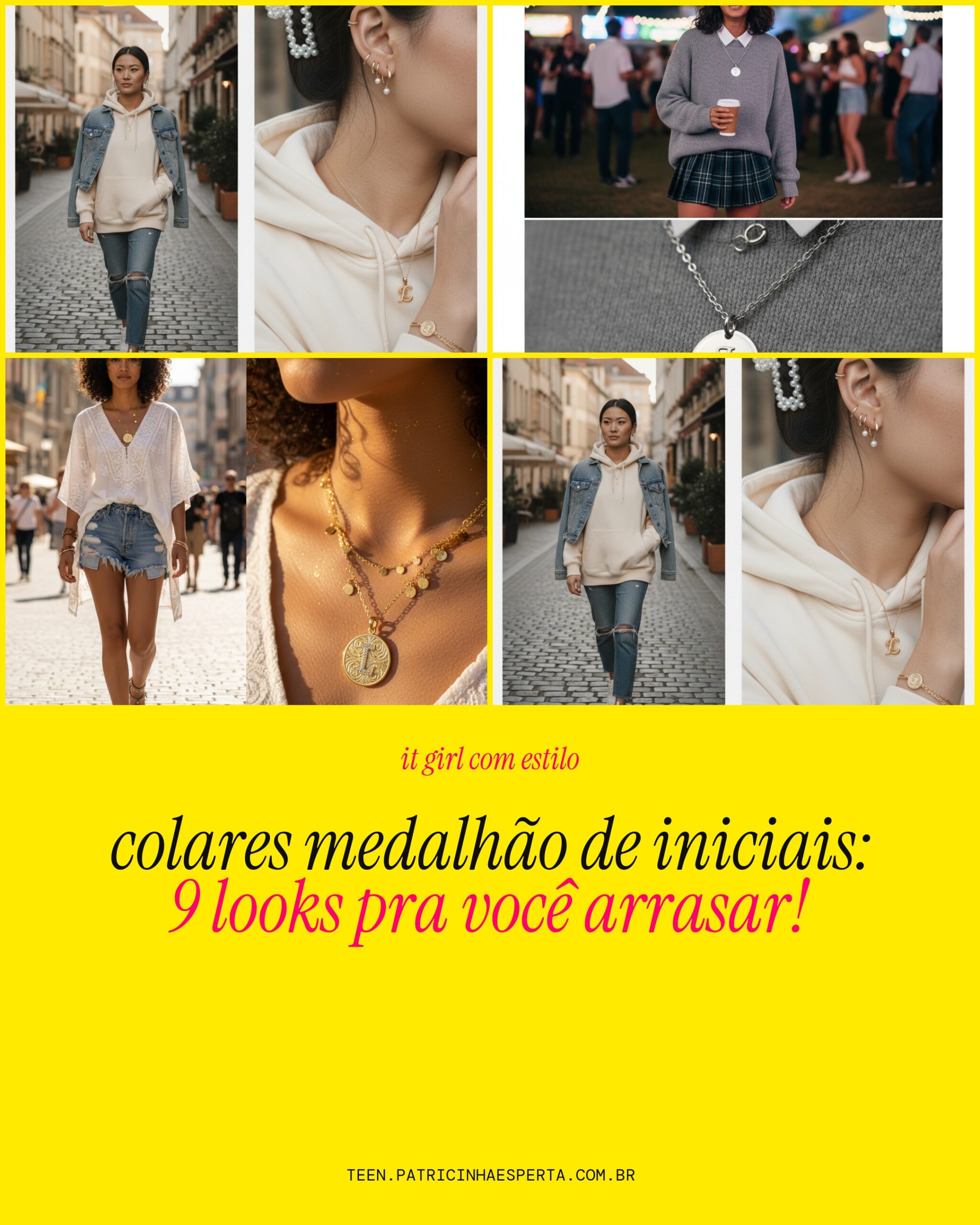 colar medalhao iniciais