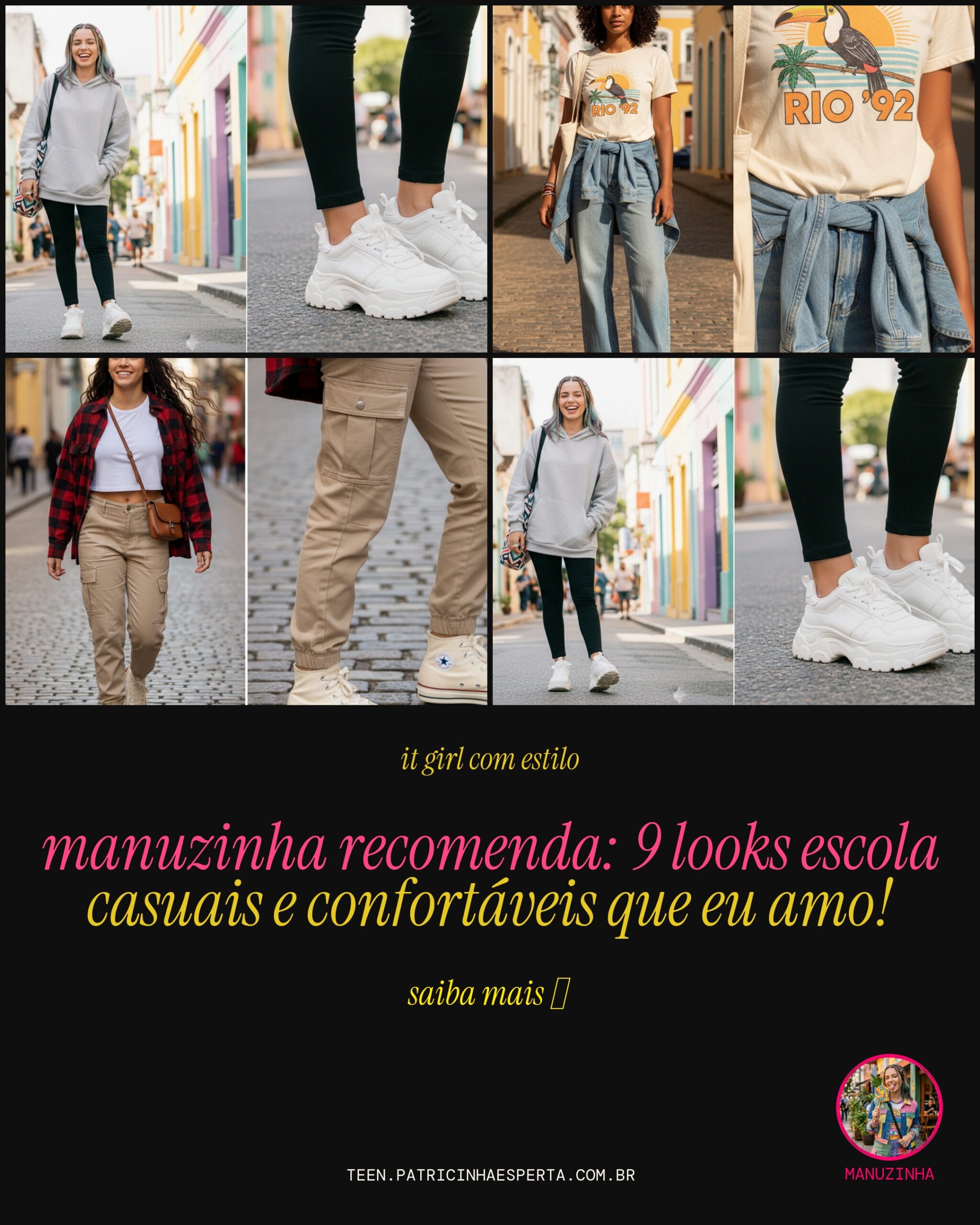look escola casual confortavel