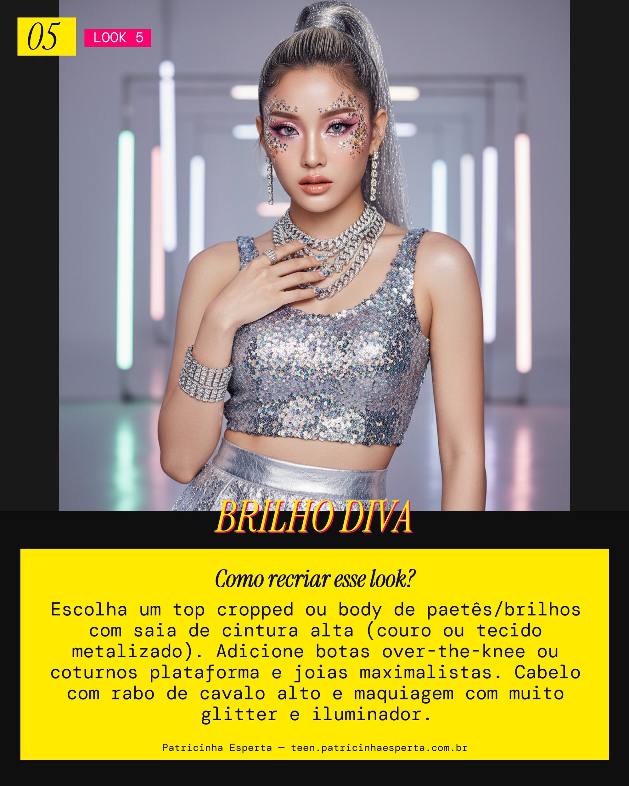 Look 5: Glamour no Palco
