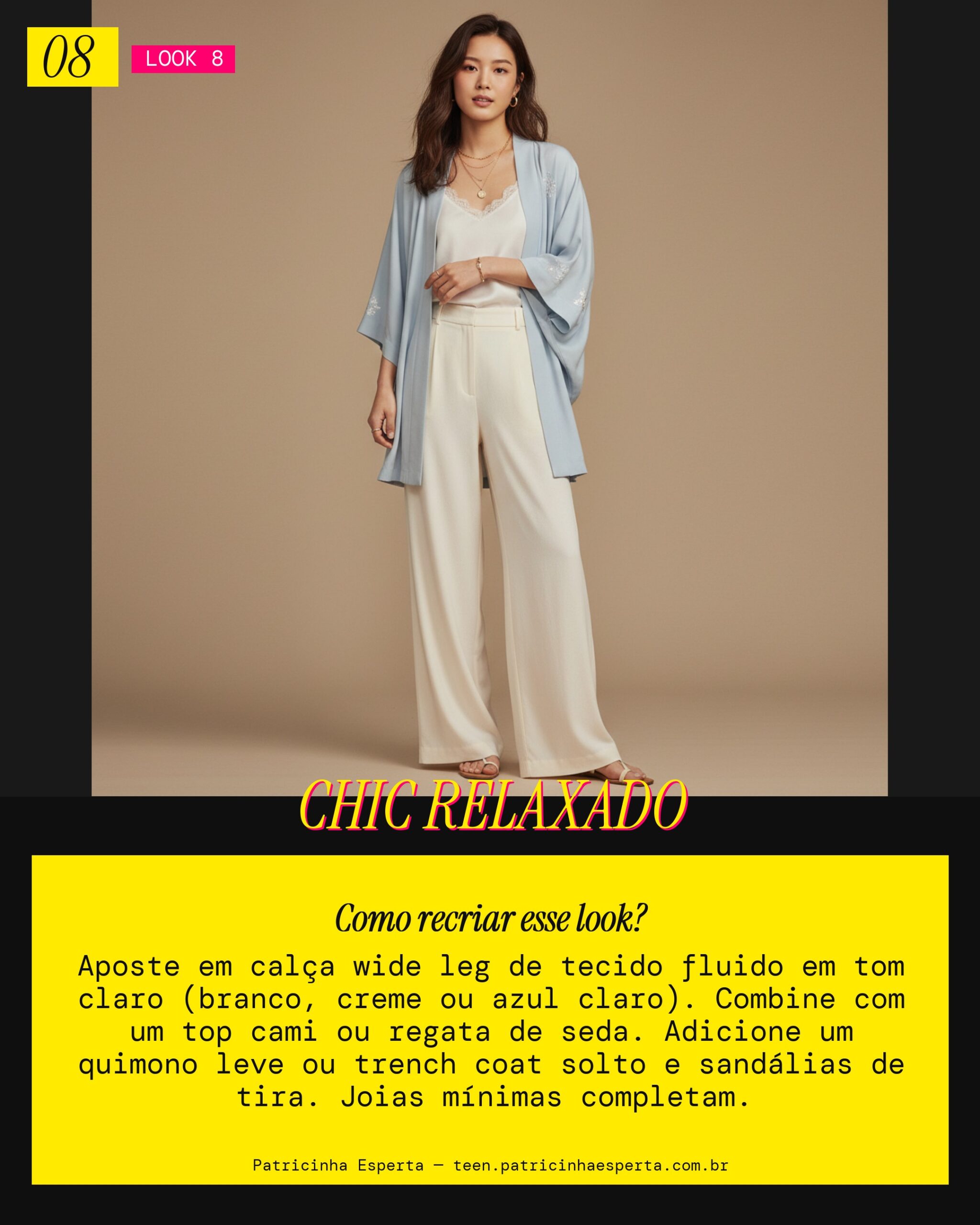 Look 8: Calça Wide Leg "Serenidade Noturna"