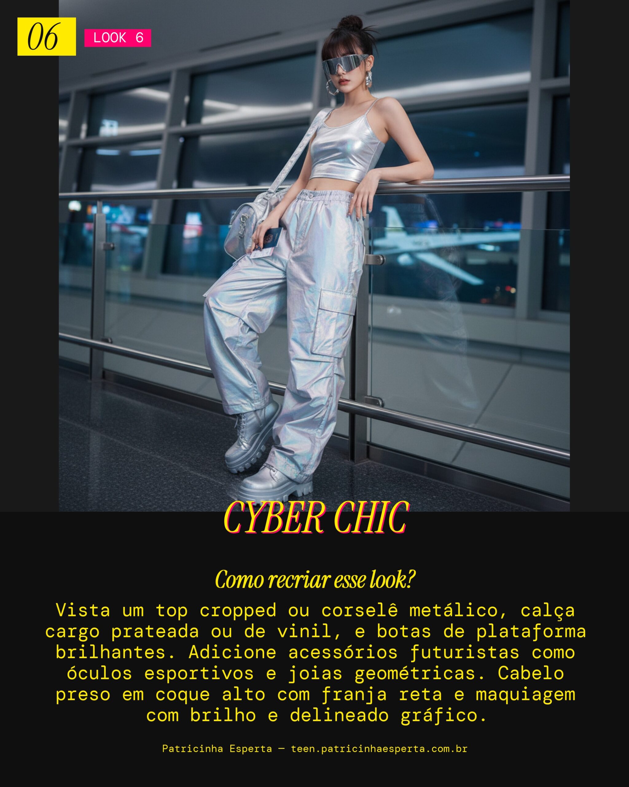 Look 6: Glam Futurista Metálico