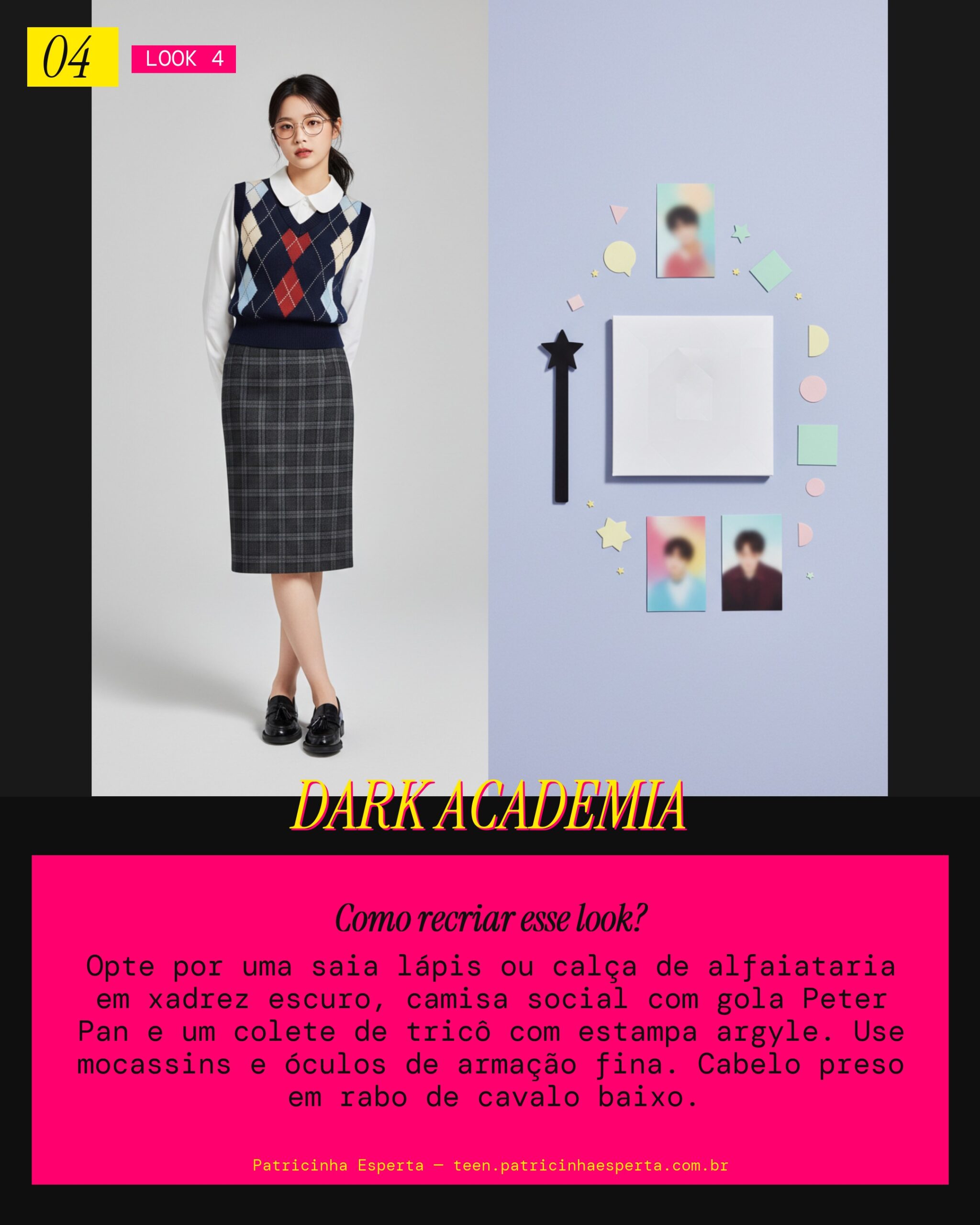 Look 4: Dark Academia com Toque K-Pop