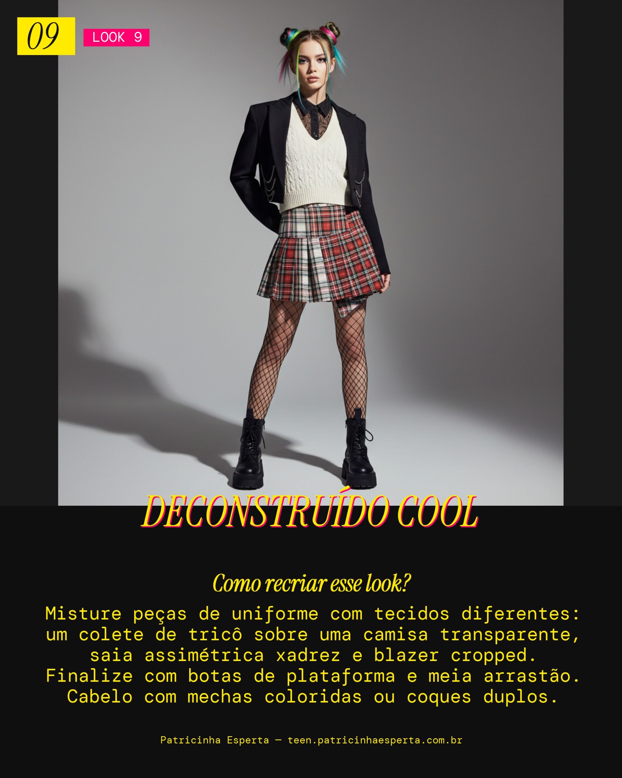 Look 9: Uniforme Desconstruído e Layered