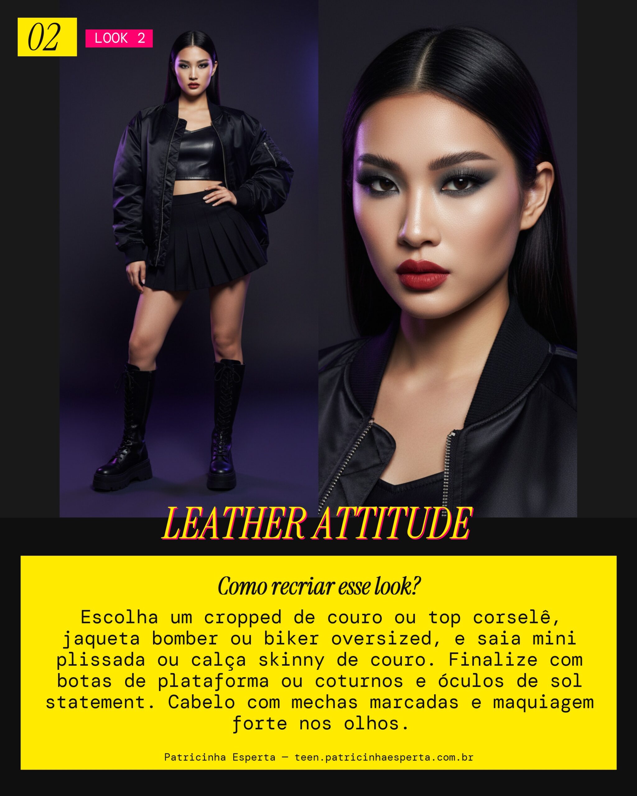 Look 2: Edgy Girl Crush de Couro