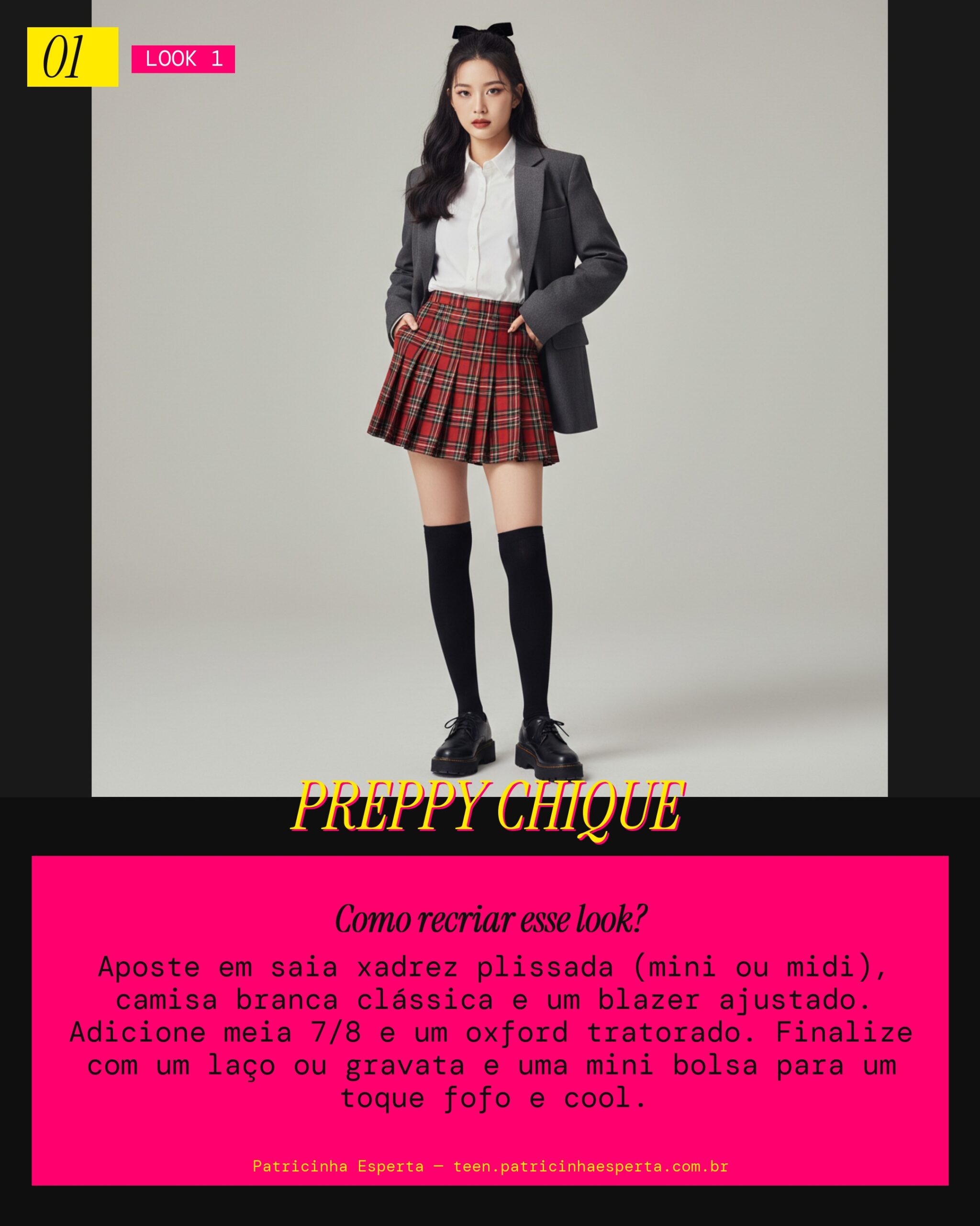 Look 1: Preppy Clássico com Toque Moderno
