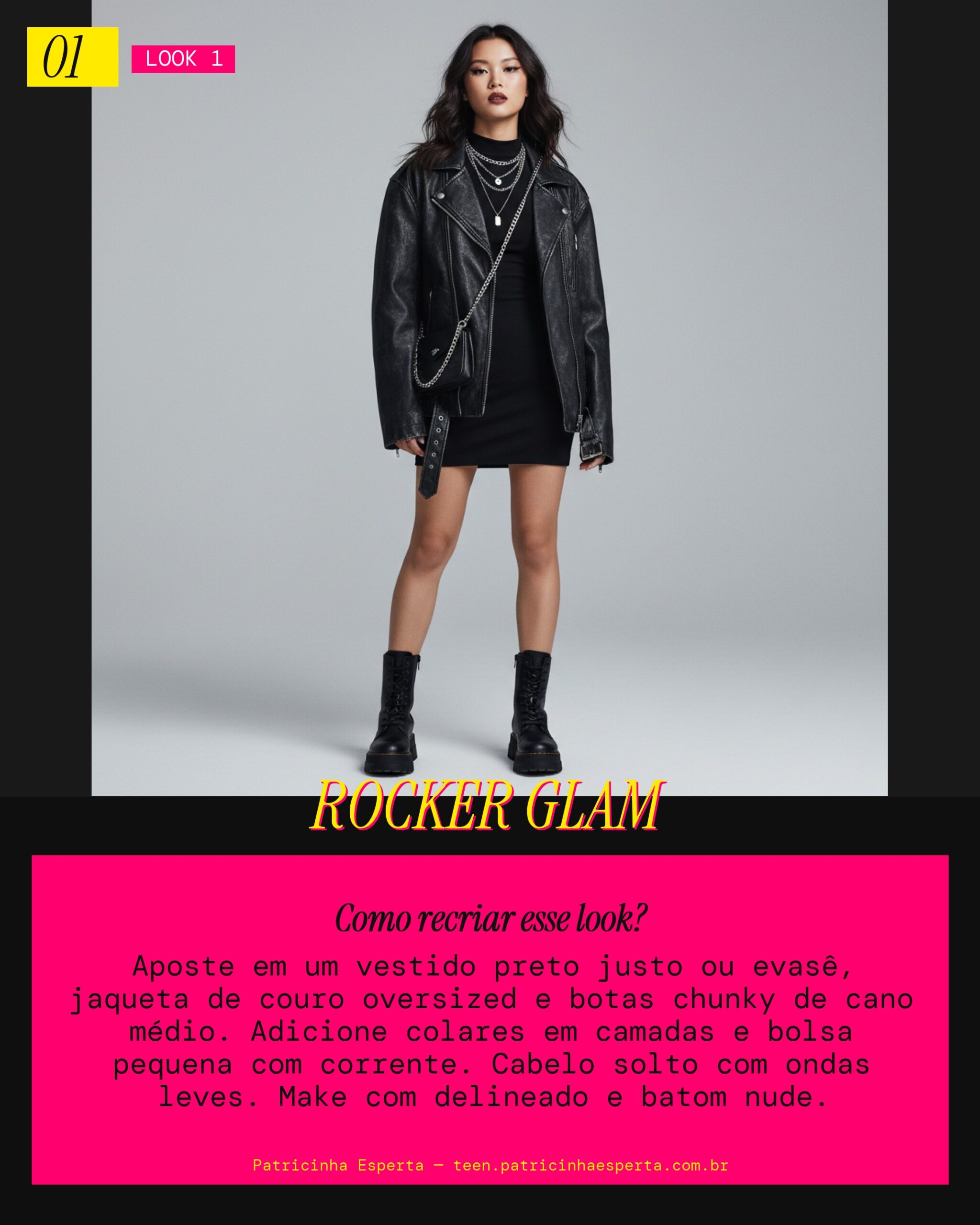 Look 1: Elegância Rock-Chic