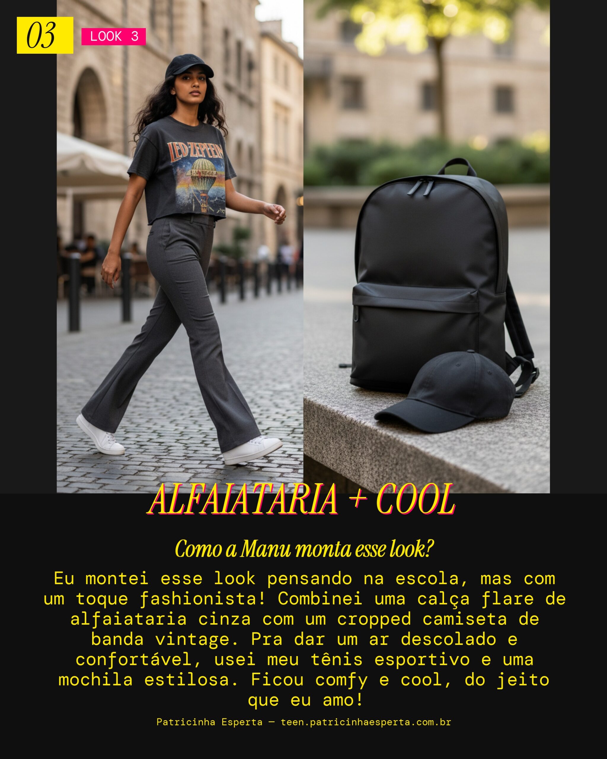 MANU RECOMENDA: Cropped + Flare de Alfaiataria pra Escola