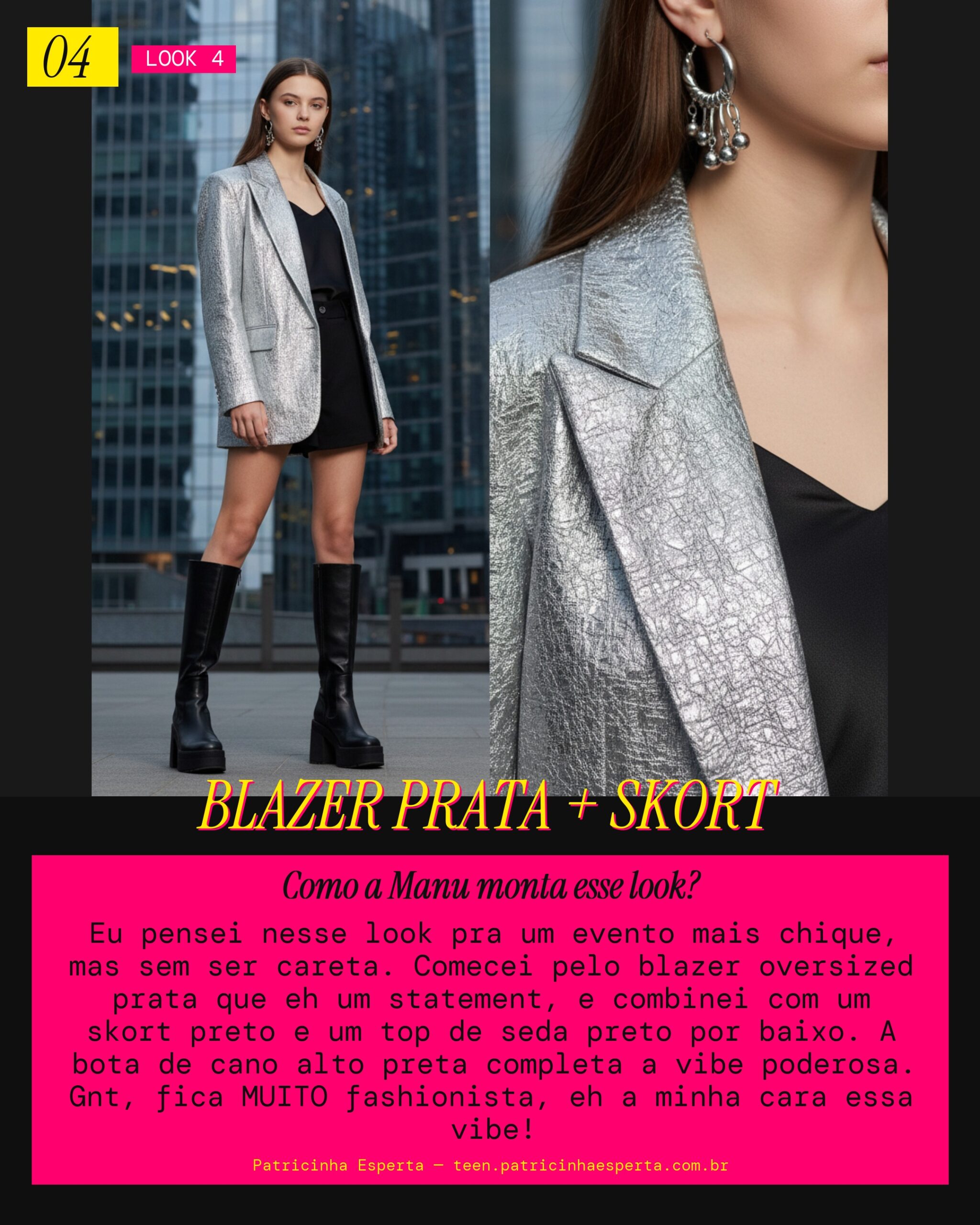 MANU RECOMENDA: Blazer Oversized Prata pra Evento Especial Chique