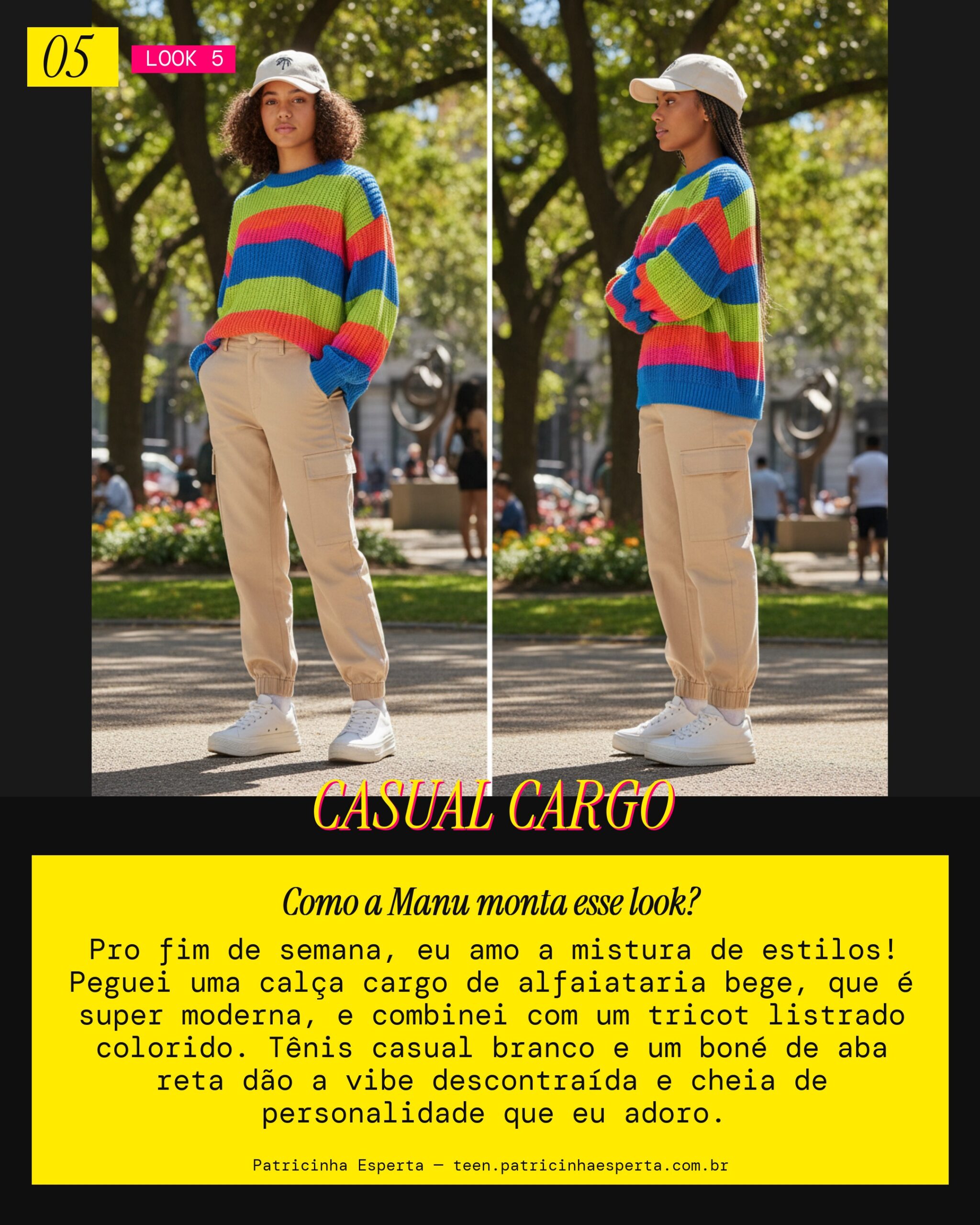 MANU RECOMENDA: Tricot Listrado com Calça Cargo de Alfaiataria pra Passeio no Fim de Semana