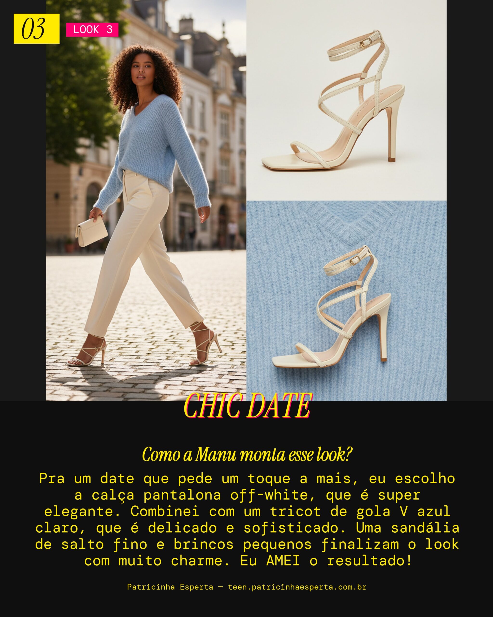 MANU RECOMENDA: Tricot Gola V com Calça Pantalona pra um Date Especial