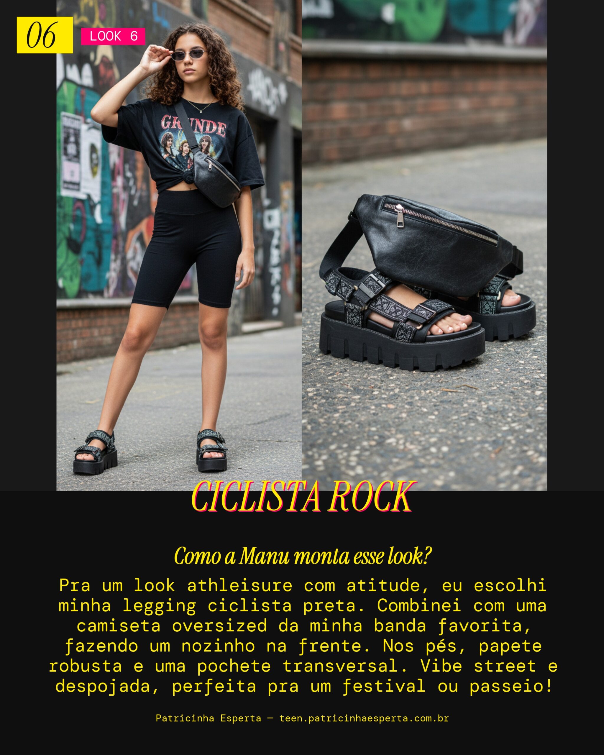 MANU RECOMENDA: Legging Ciclista e Camiseta Oversized de Banda pra Vibe Athleisure