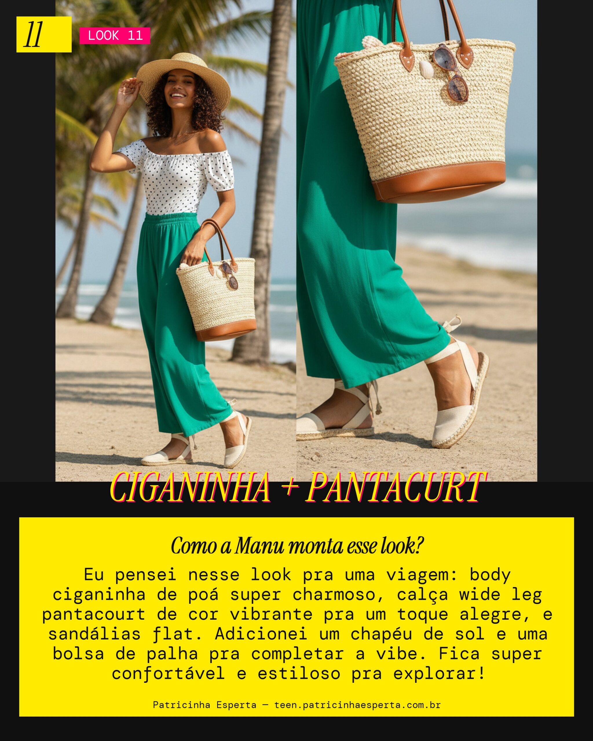 MANU RECOMENDA: Body Ciganinha com Wide Leg Pantacourt pra Viagem