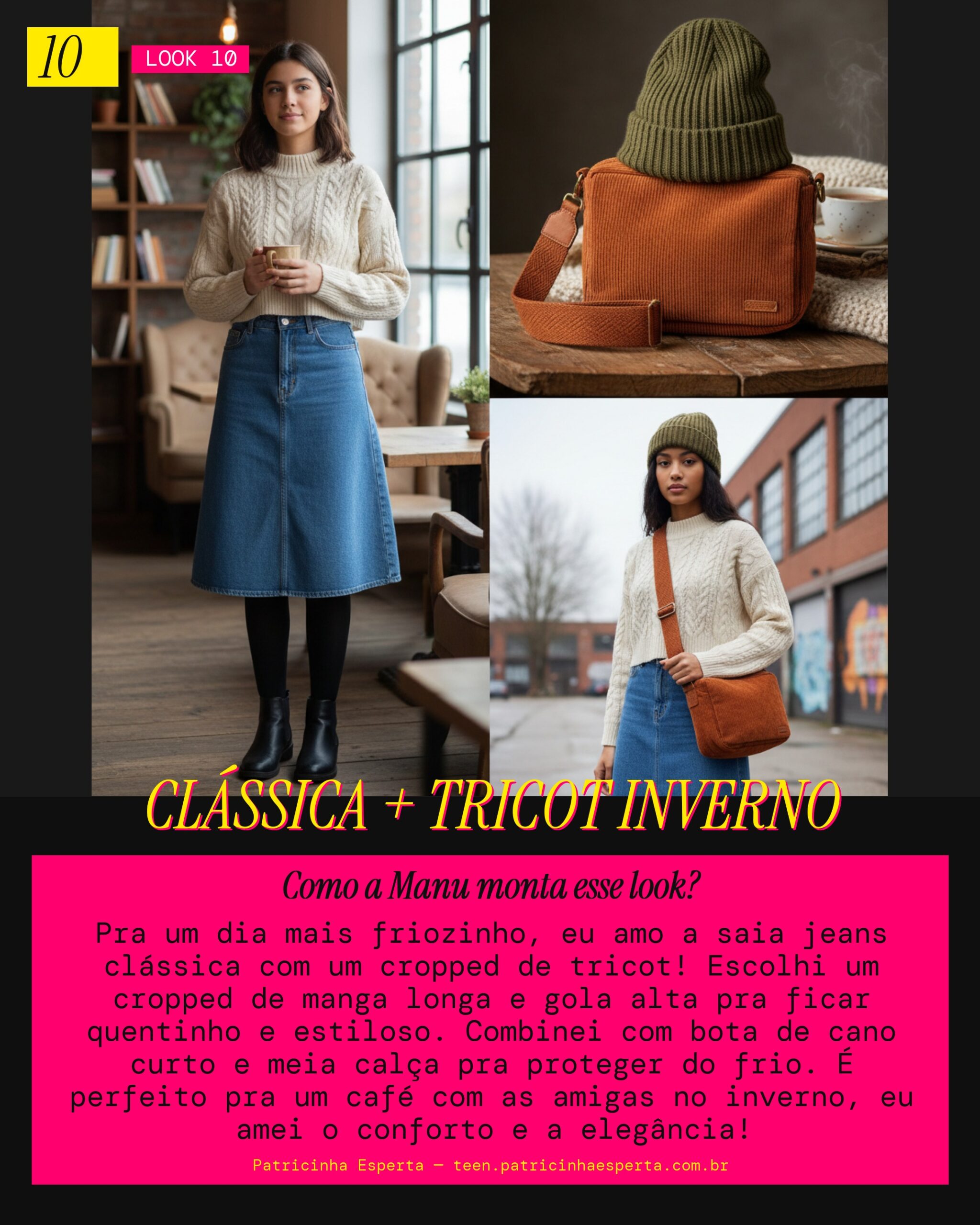 MANU RECOMENDA: Saia Jeans Clássica e Cropped de Tricot Inverno