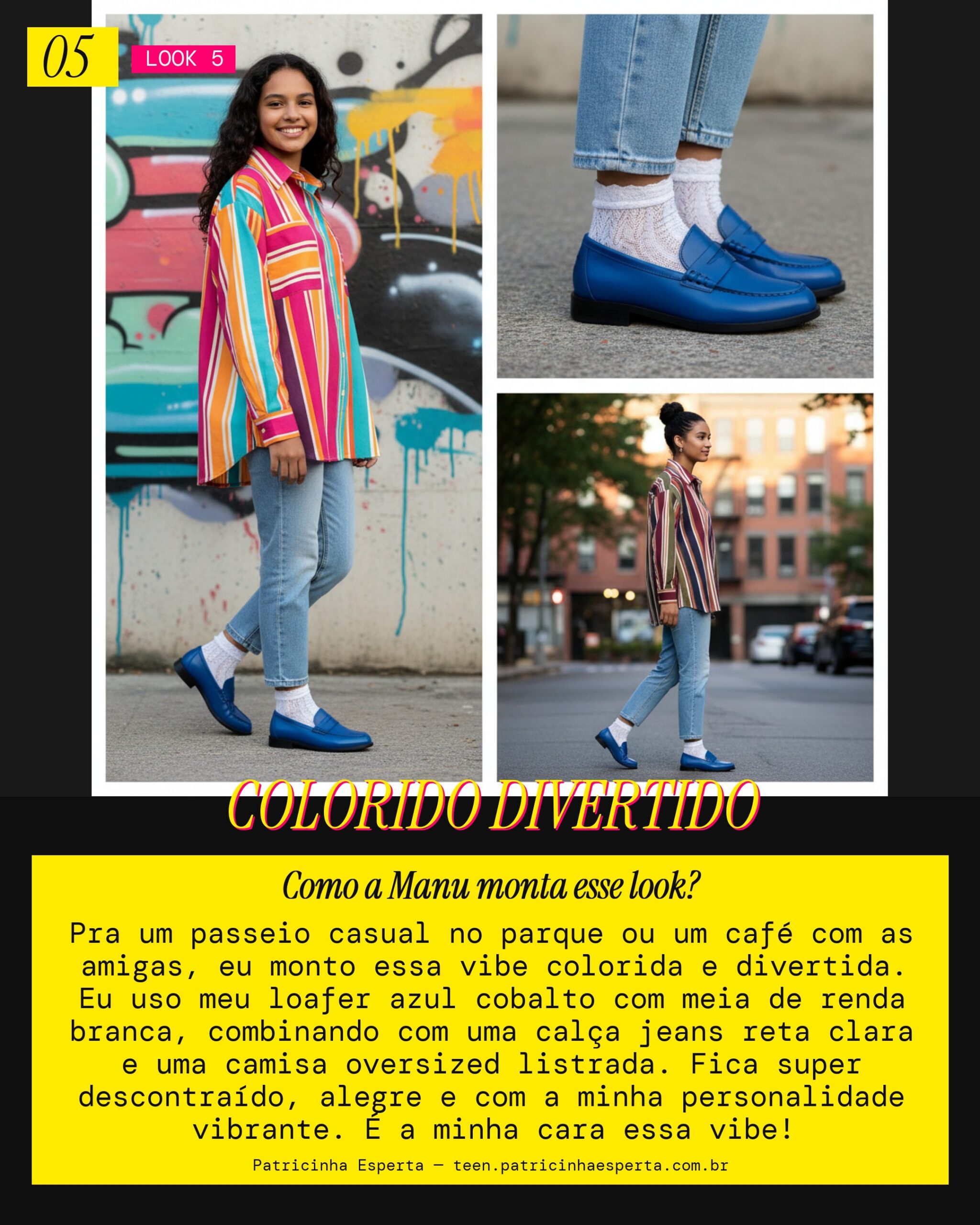 MANU RECOMENDA: Loafer Colorido com Meia de Renda pra um Passeio Casual