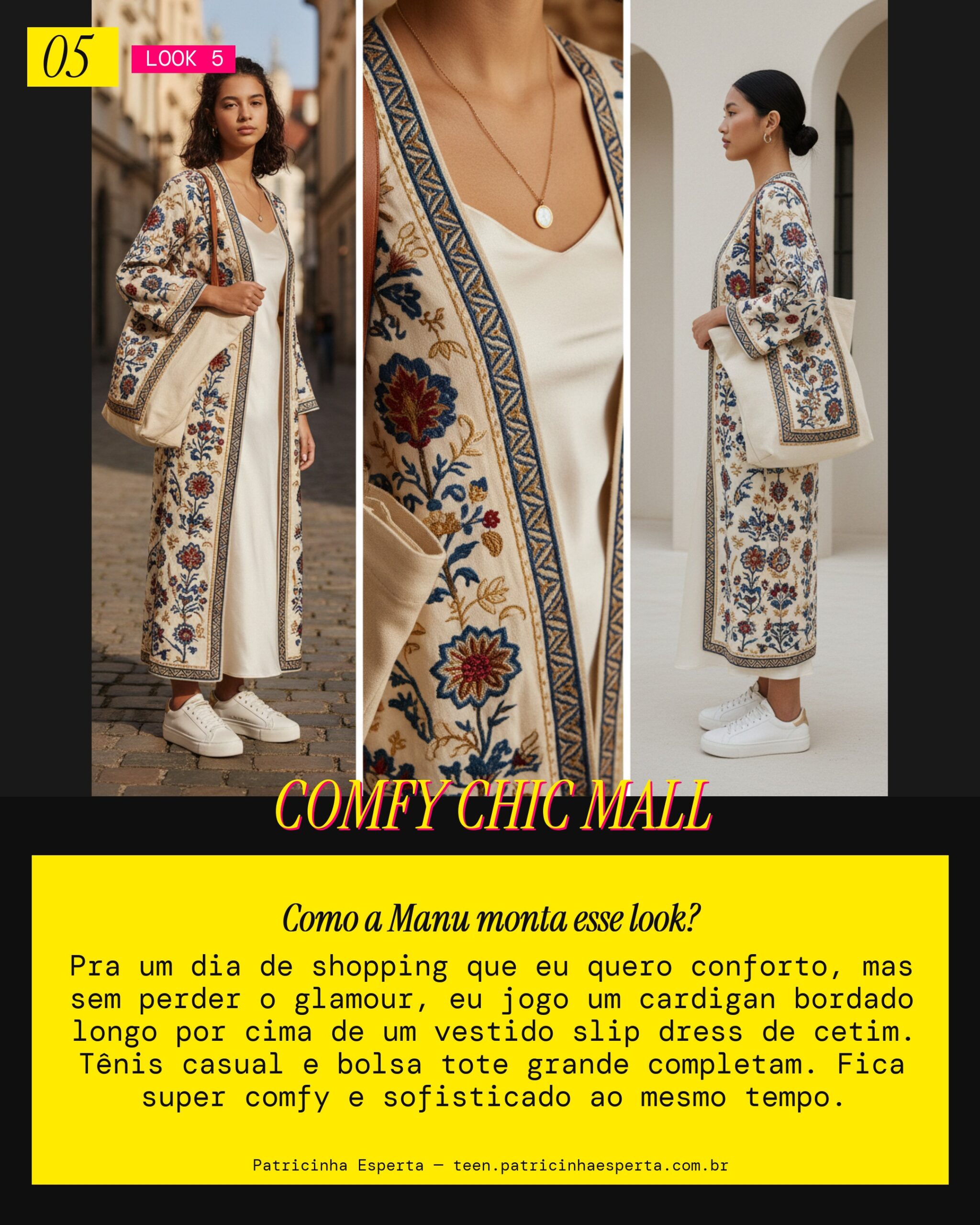 MANU RECOMENDA: Cardigan Longo e Vestido Slip pro Shopping