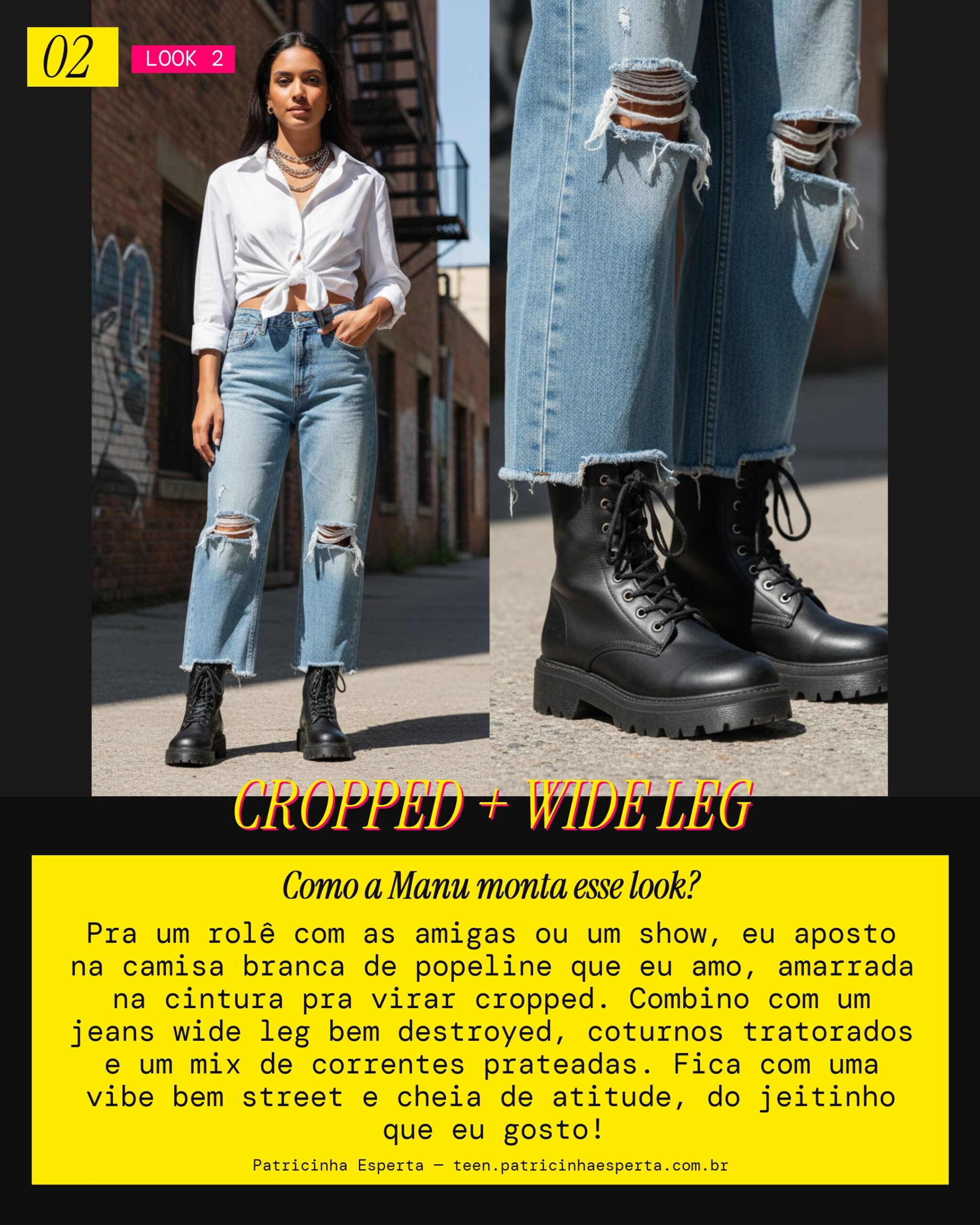 MANU RECOMENDA: Camisa Cropped e Jeans Wide Leg pra um Rolê Street