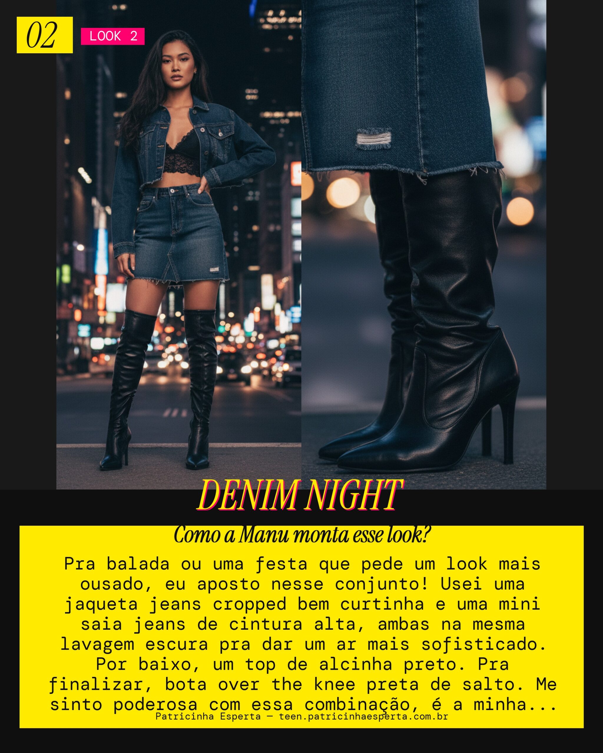 MANU RECOMENDA: Jaqueta Cropped e Mini Saia Jeans pra Balada/Festa