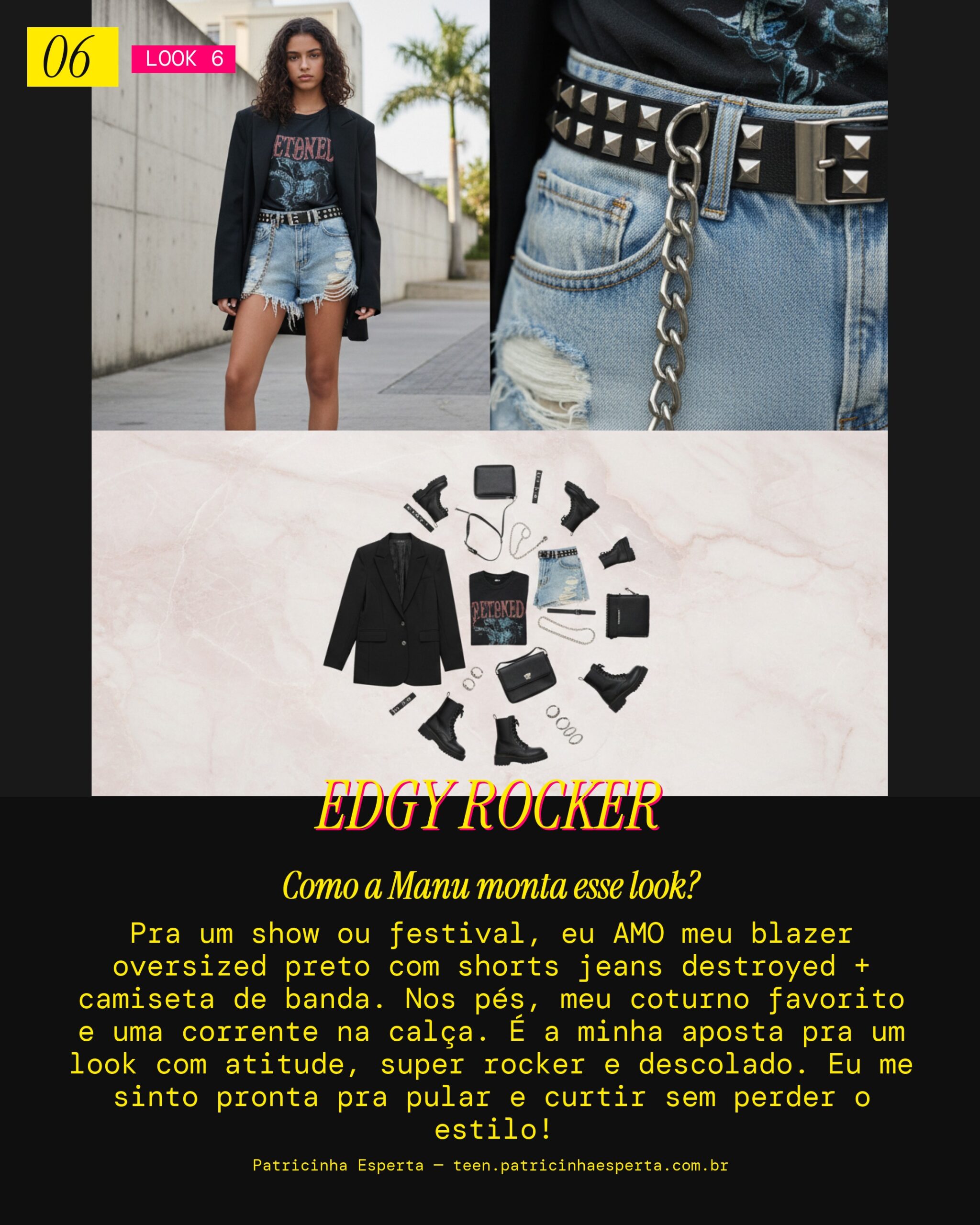 MANU RECOMENDA: Blazer Preto e Shorts Jeans Destroyed pra um Show