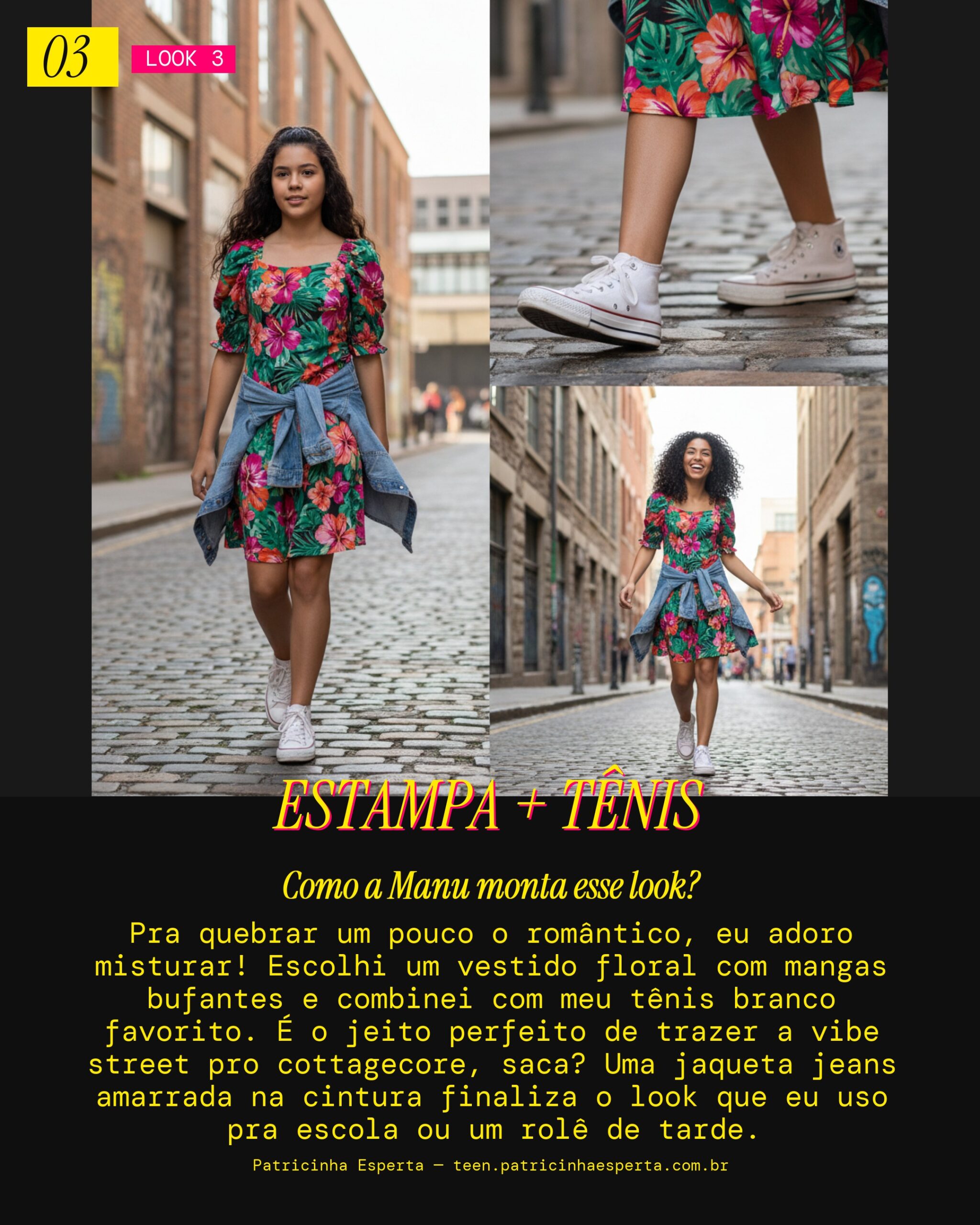 MANU RECOMENDA: Vestido Estampado com Tênis Branco pro Dia a Dia