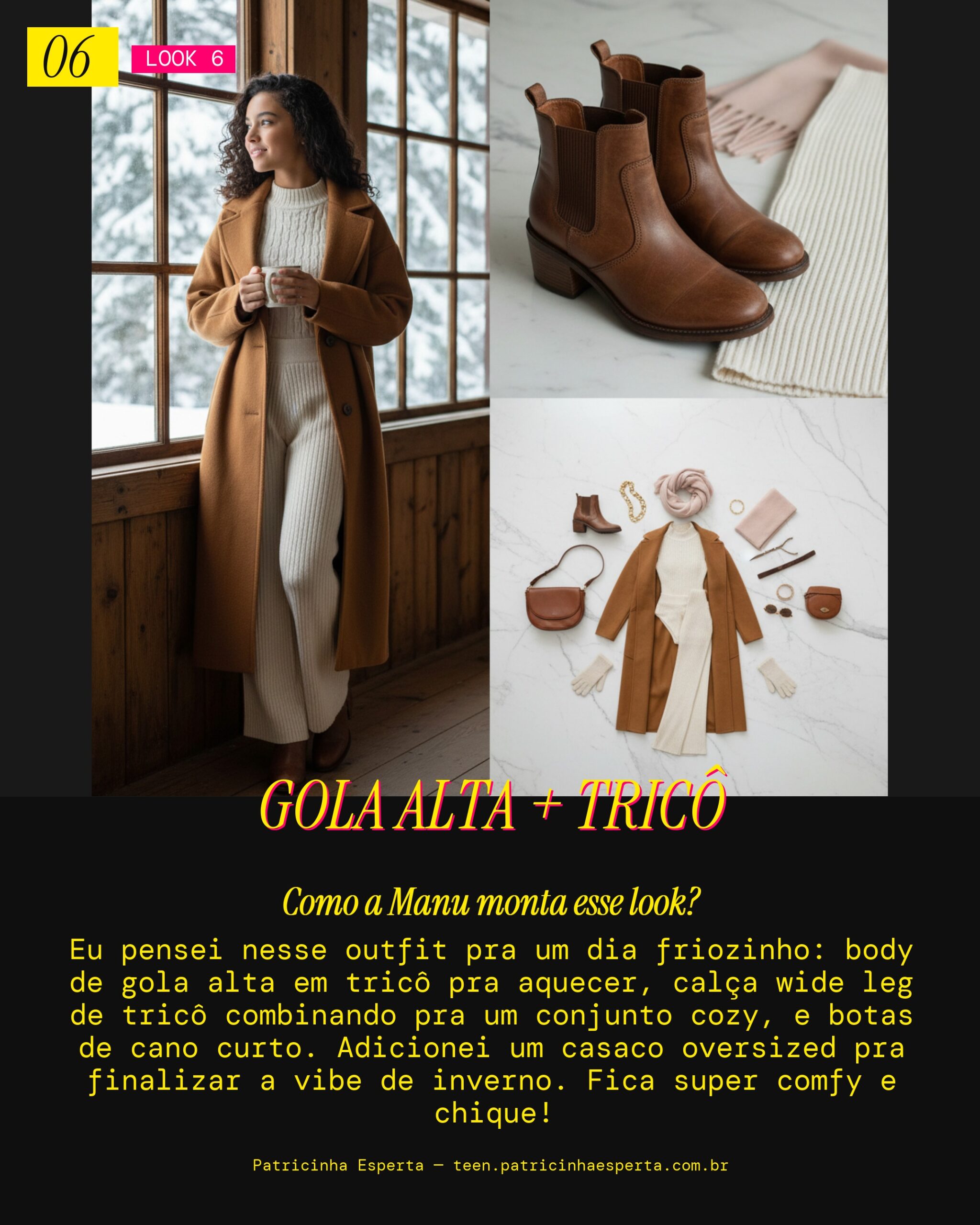 MANU RECOMENDA: Body Gola Alta com Wide Leg de Tricô pra Inverno