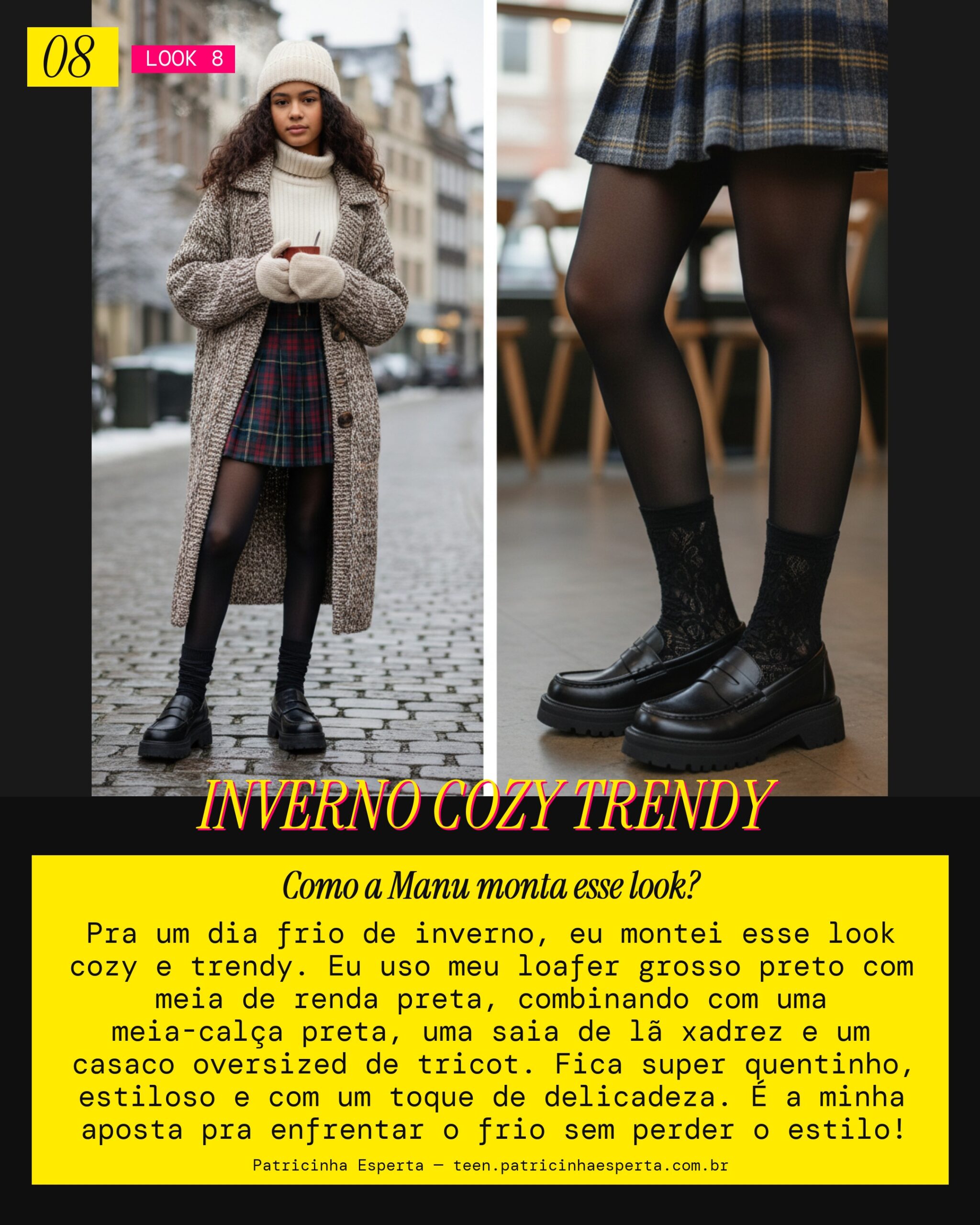 MANU RECOMENDA: Loafer Grosso com Meia de Renda pra Inverno