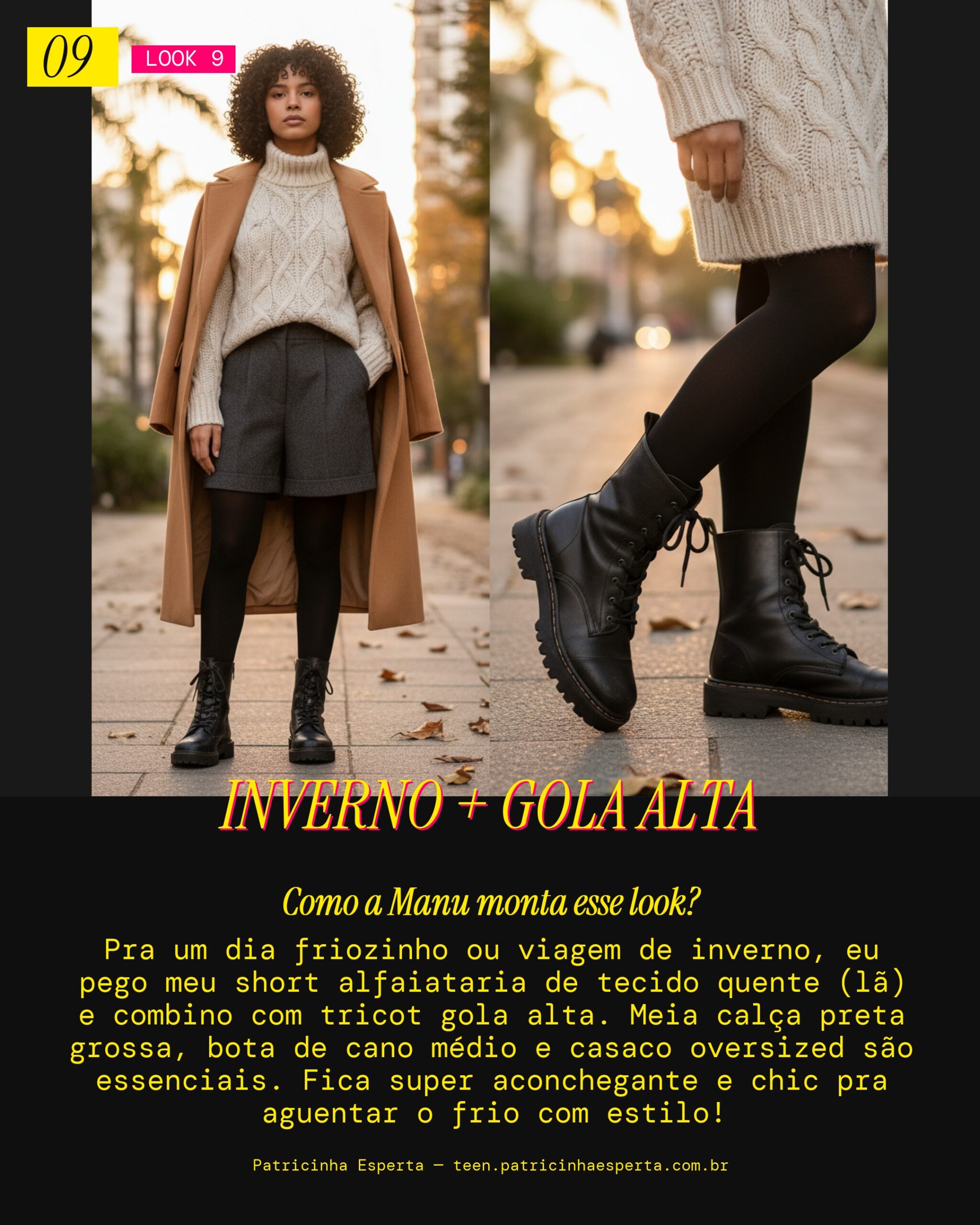 MANU RECOMENDA: Short Alfaiataria de Inverno com Tricot Gola Alta pra Dias Frios
