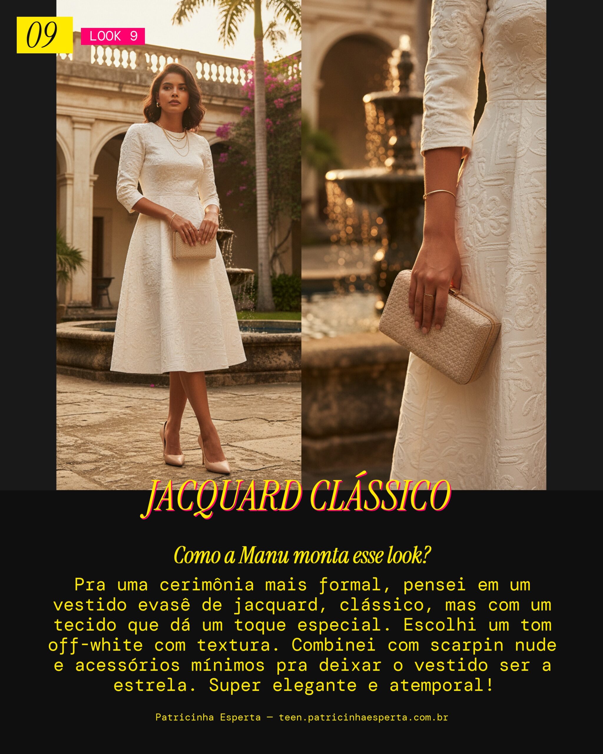 MANU RECOMENDA: Vestido Evasê de Jacquard pra Cerimônia Formal de Formatura
