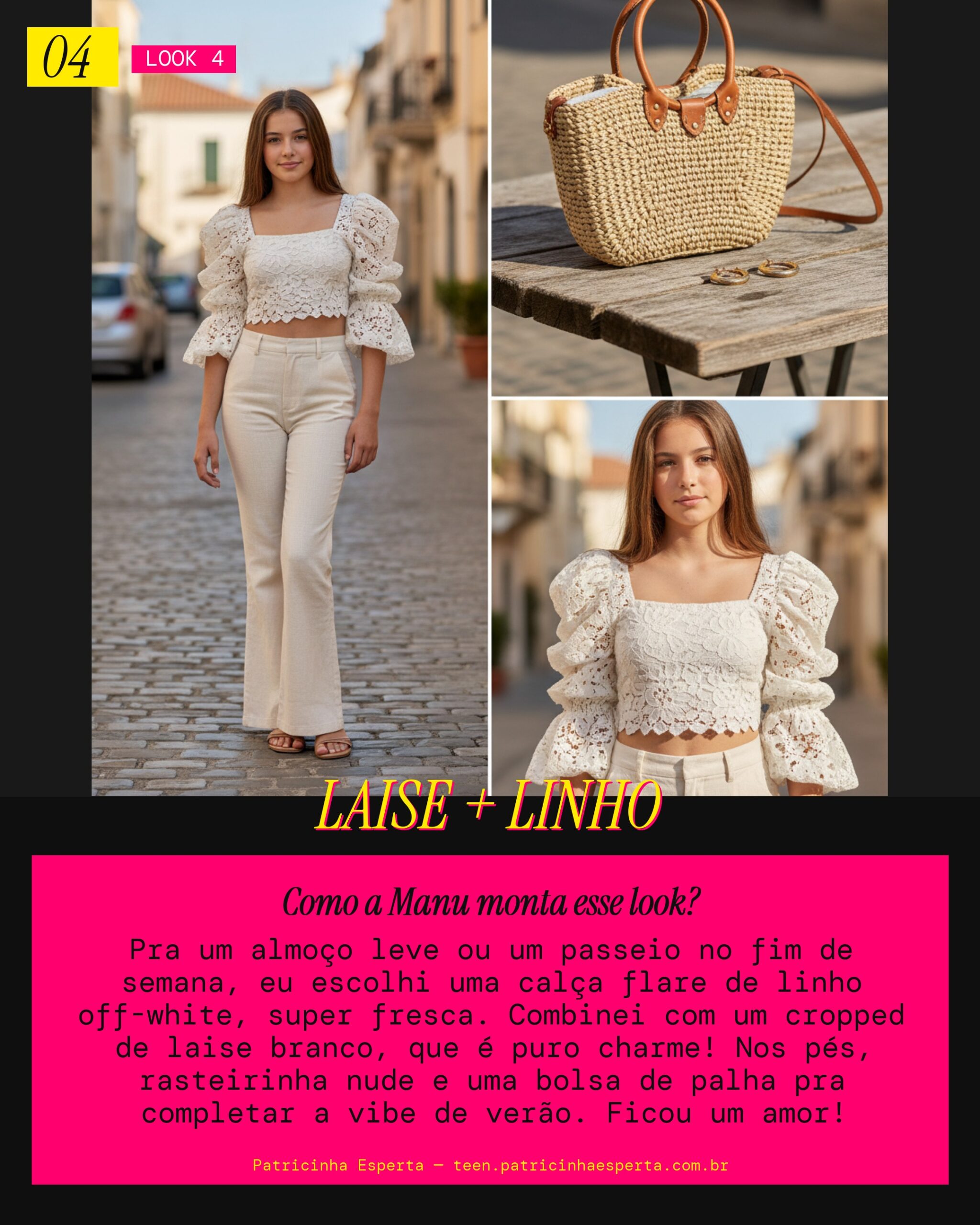 MANU RECOMENDA: Cropped de Laise + Flare de Linho pra um Almoço Leve
