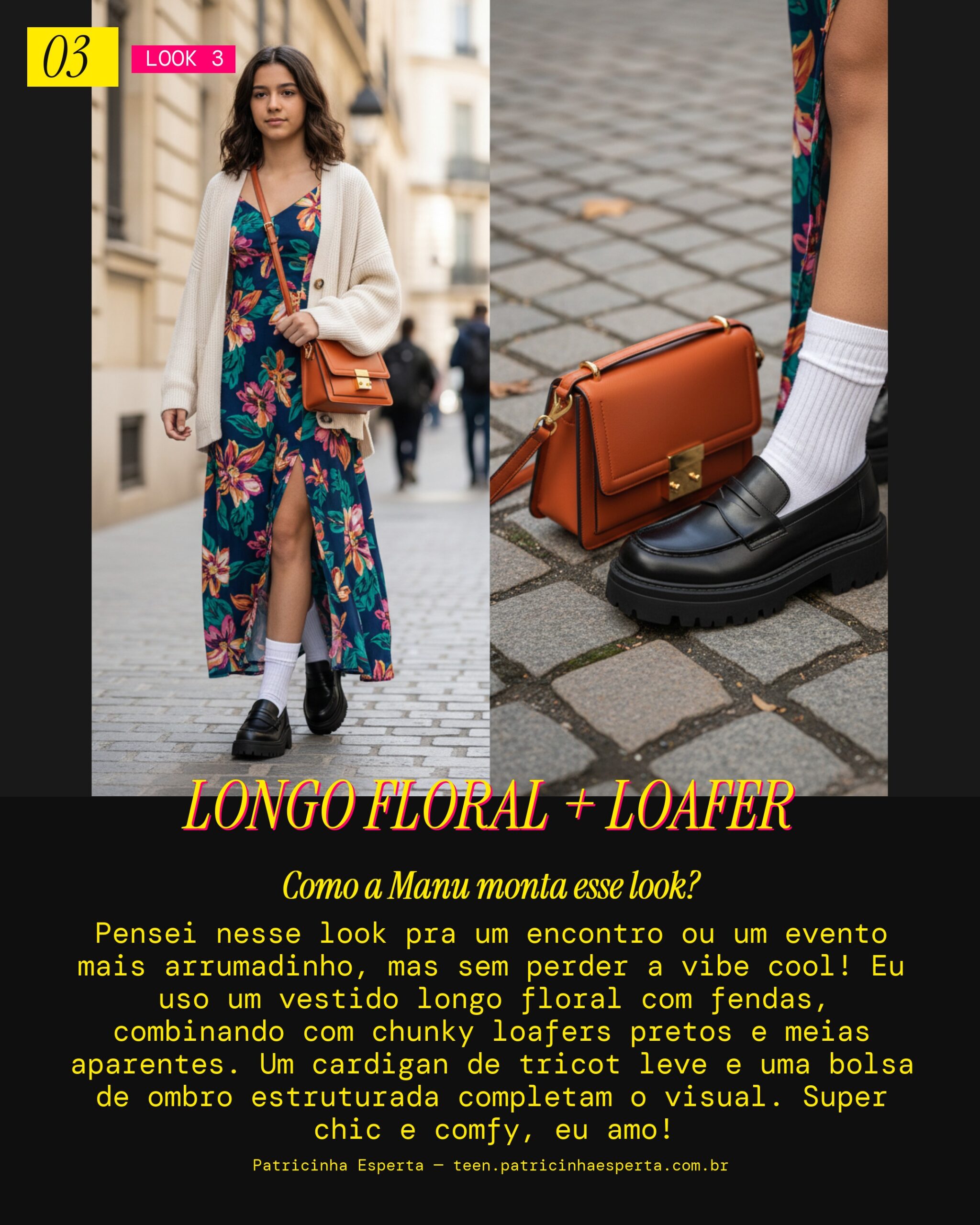 MANU RECOMENDA: Floral Longo com Chunky Loafer Pra Um Encontro Cool