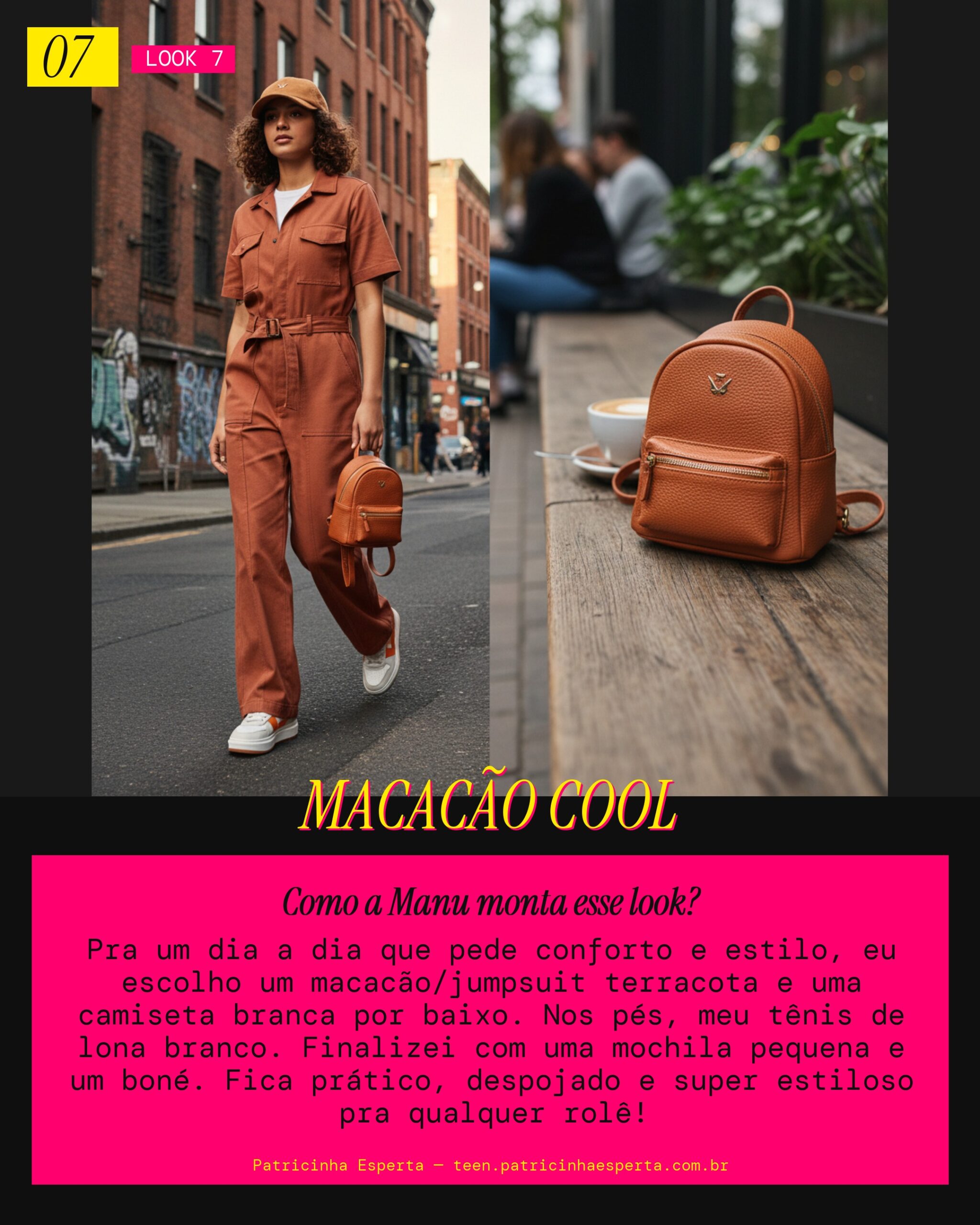 MANU RECOMENDA: Macacão/Jumpsuit Terracota com Camiseta Branca Pra um Dia Comfy e Estiloso